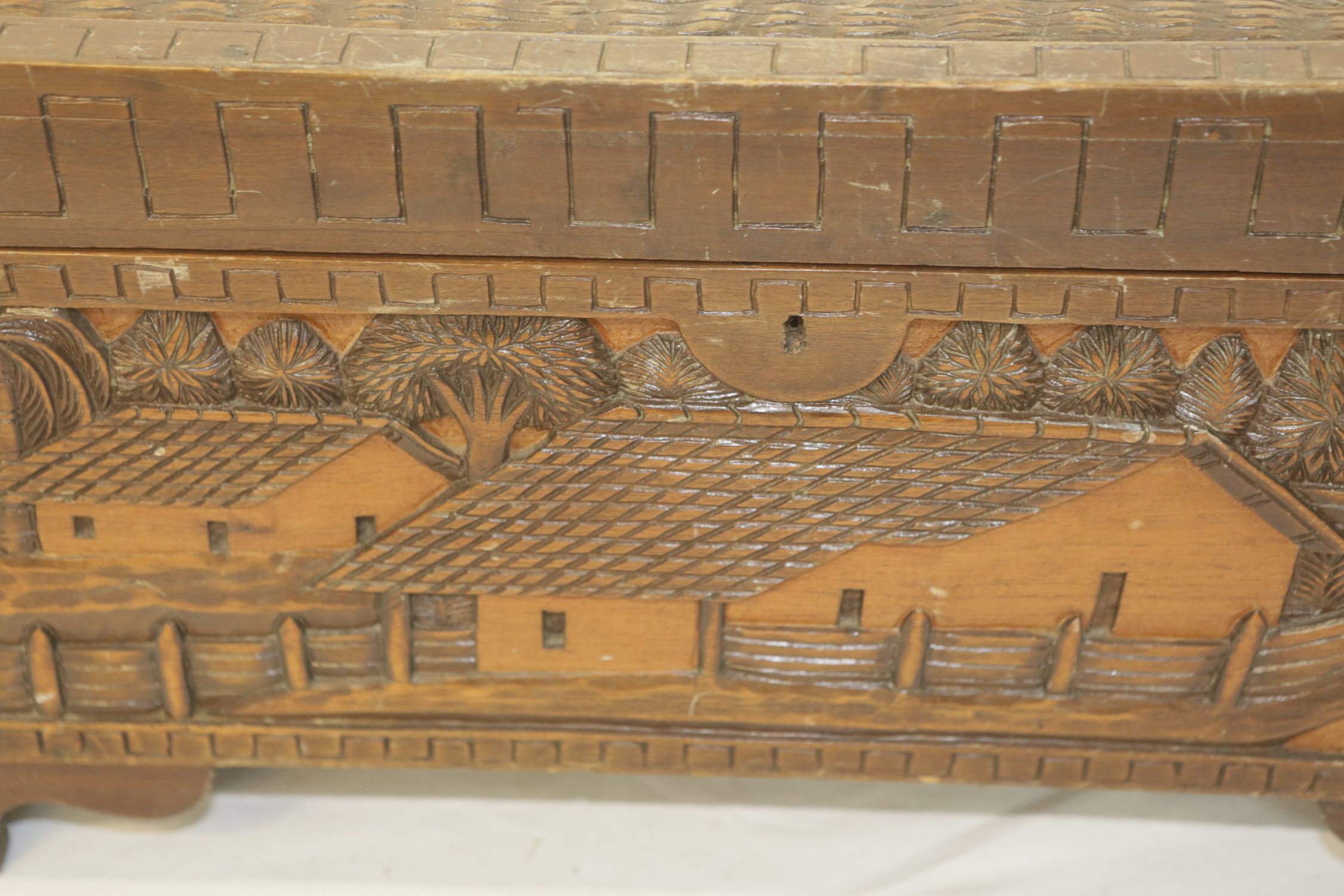 Vintage Carved Wood Chest