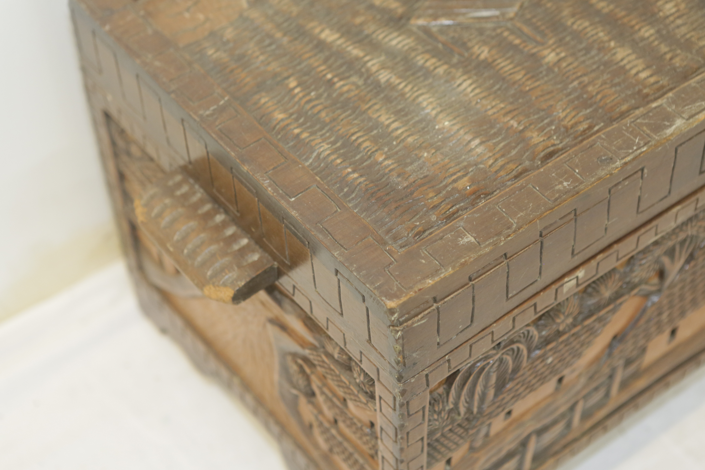 Vintage Carved Wood Chest