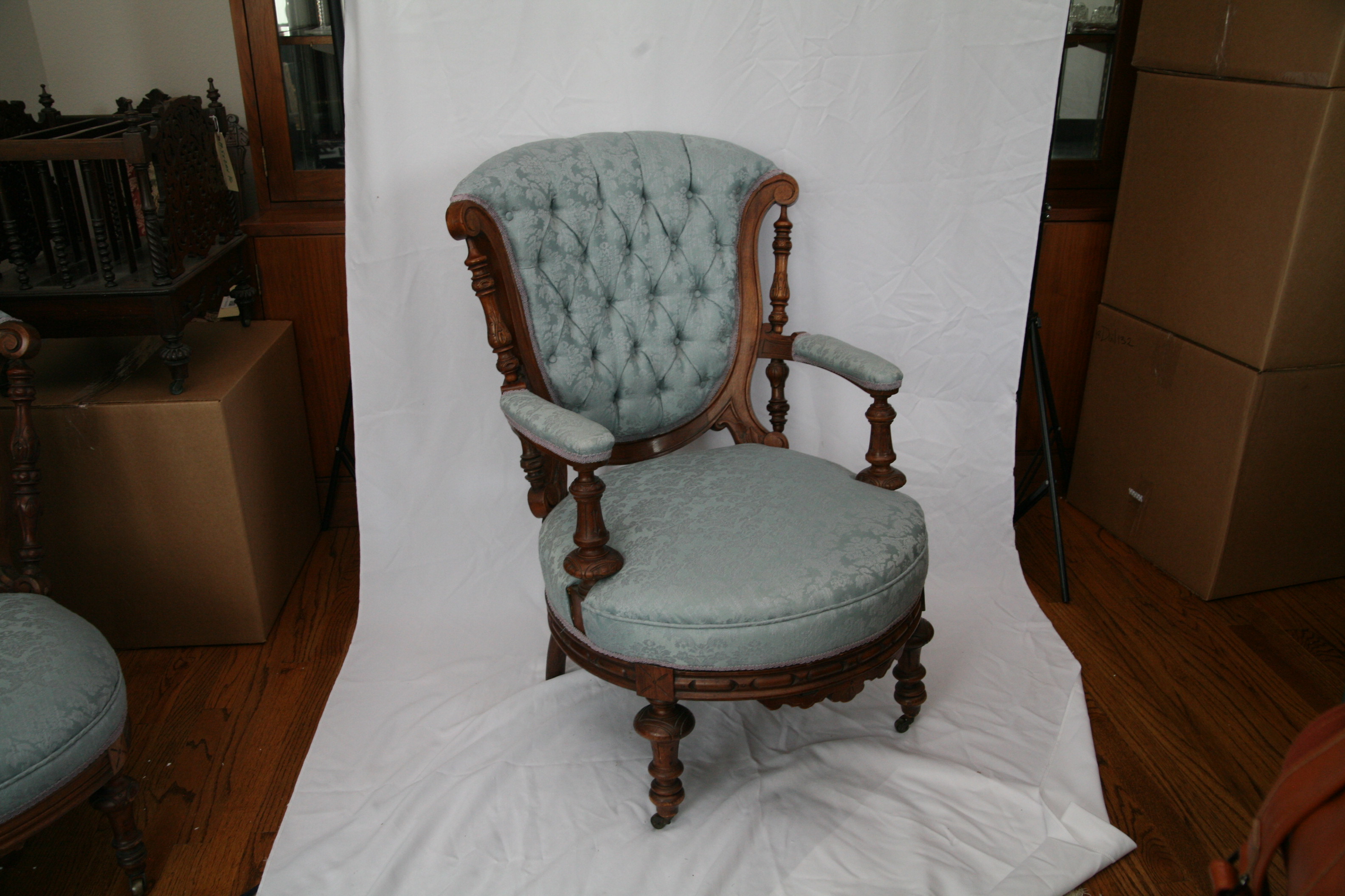 Antique Victorian Eastlake Upholstered Armchair