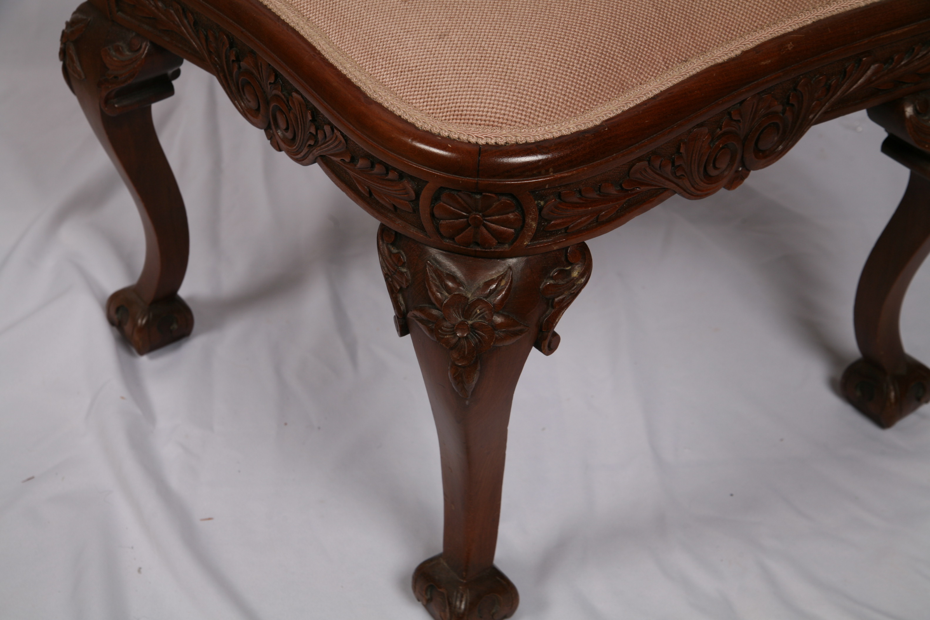 Vintage Chippendale Inspired Needlepoint Upholstered Corner Chair