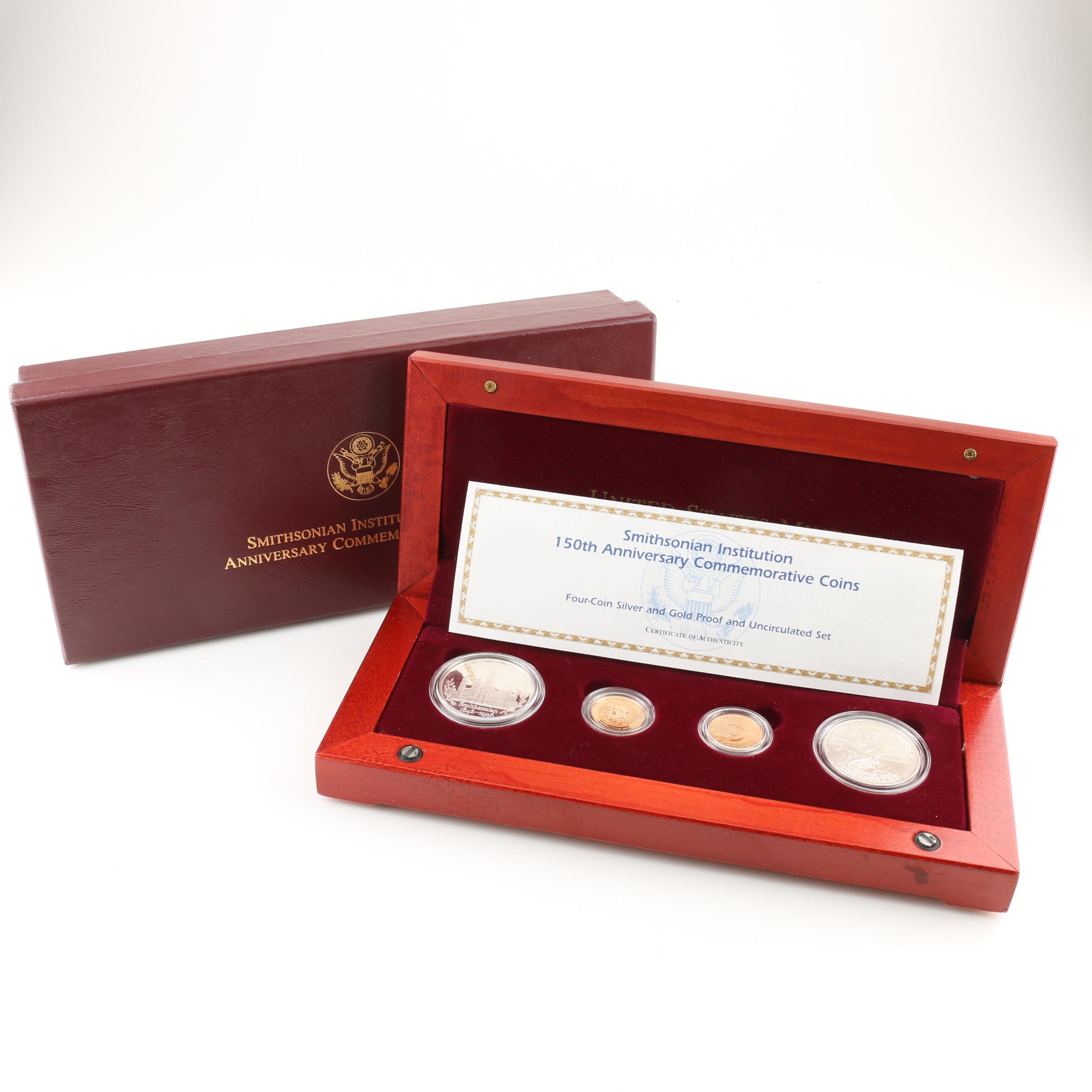 Smithsonian Institution 150th Anniversary Commemorative Gold and Silver Coin Set