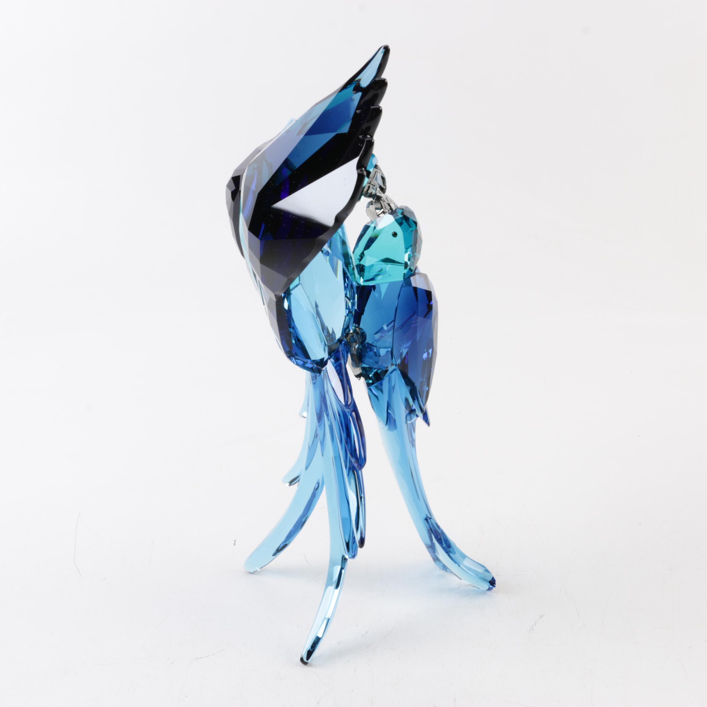 Swarovski Signed "Blue Parrots" Crystal Figurine