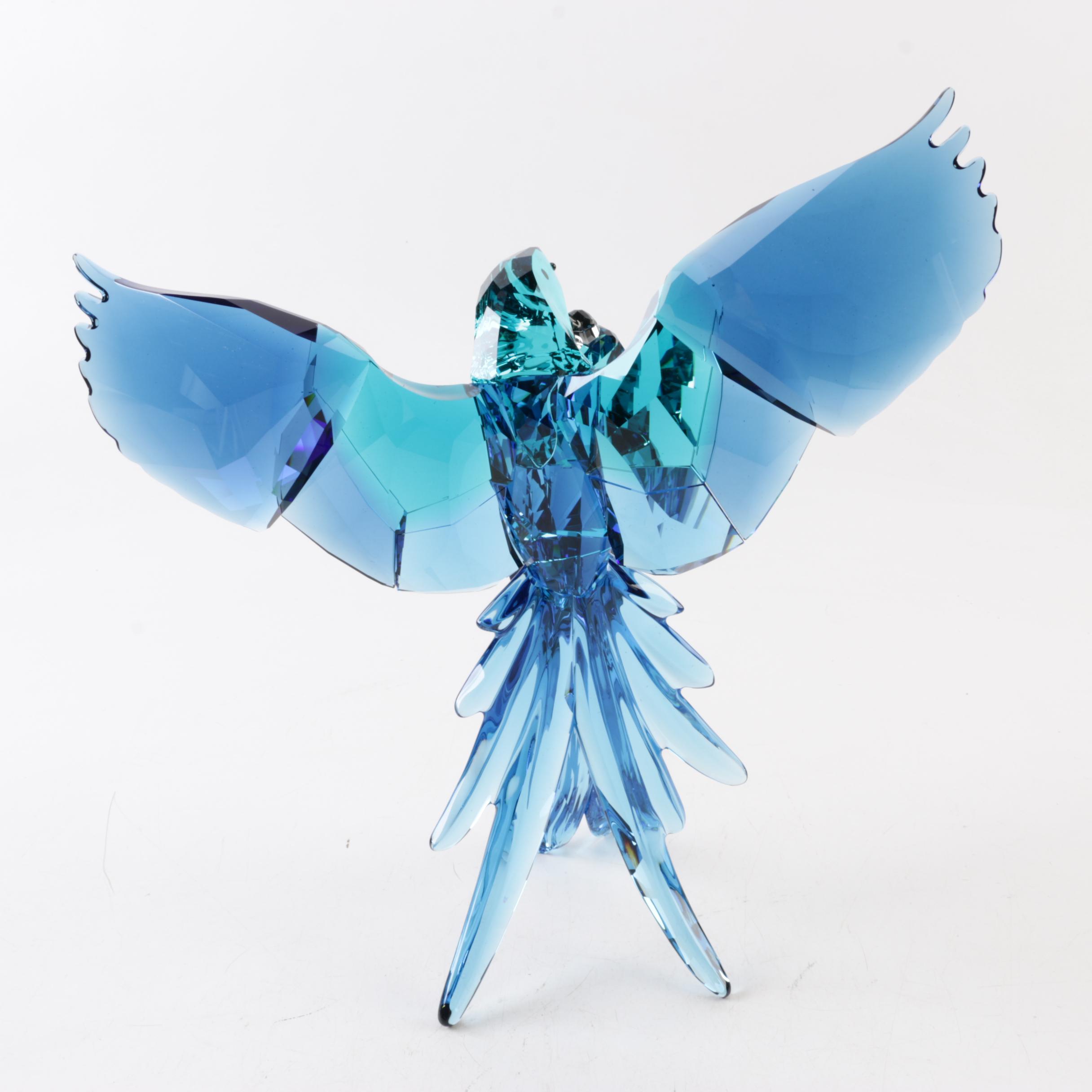 Swarovski Signed "Blue Parrots" Crystal Figurine