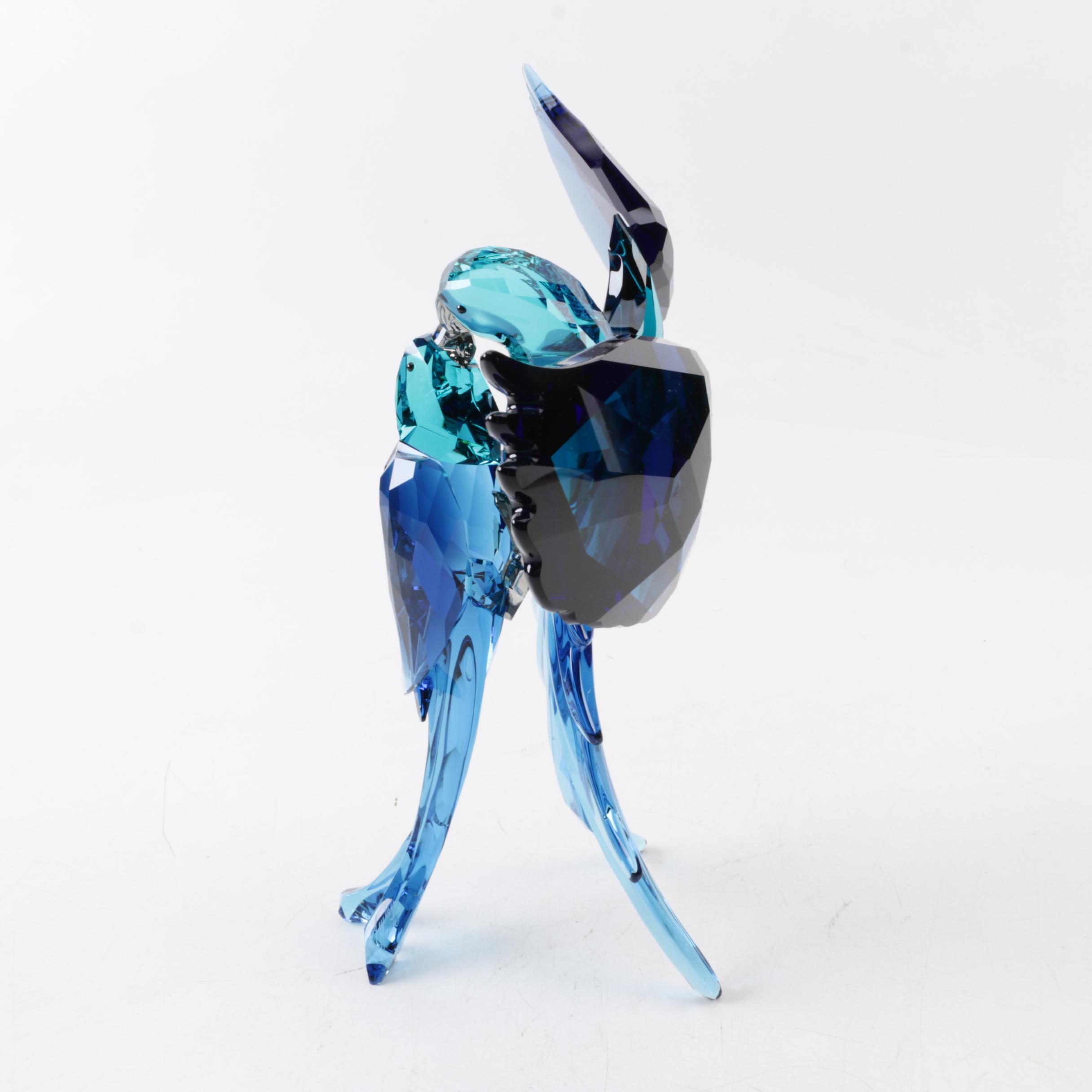 Swarovski Signed "Blue Parrots" Crystal Figurine