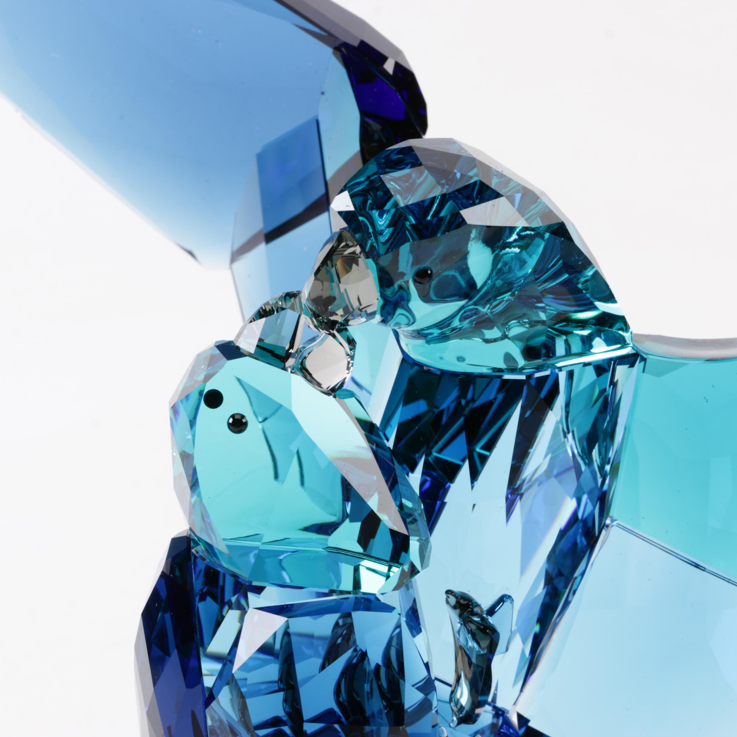 Swarovski Signed "Blue Parrots" Crystal Figurine