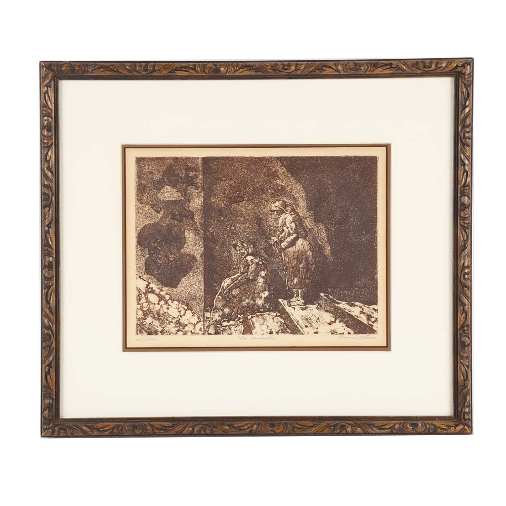 Norman Thomas Etching "Les Miserables"