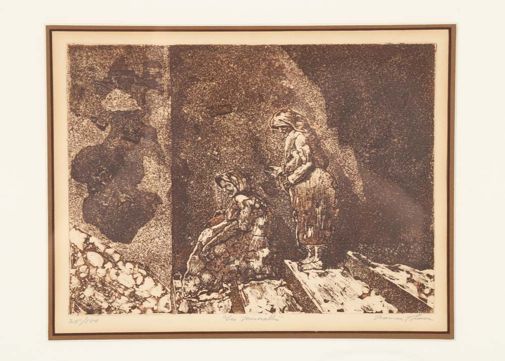 Norman Thomas Etching "Les Miserables"