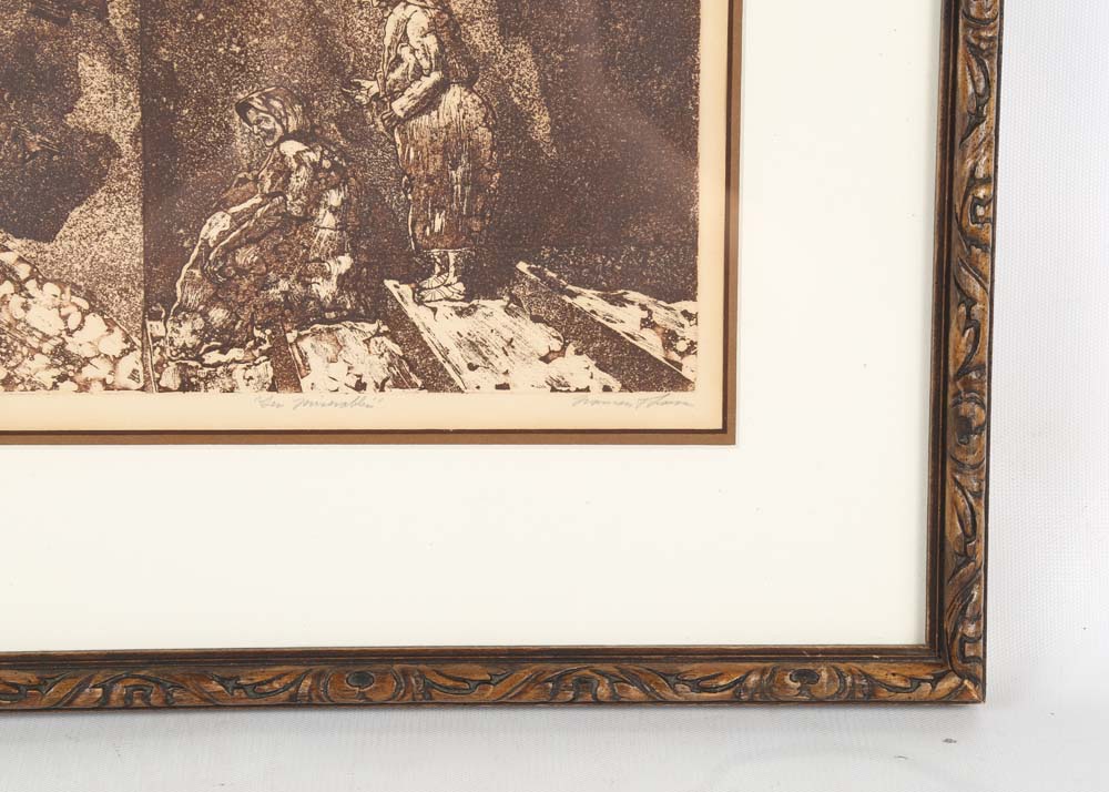 Norman Thomas Etching "Les Miserables"