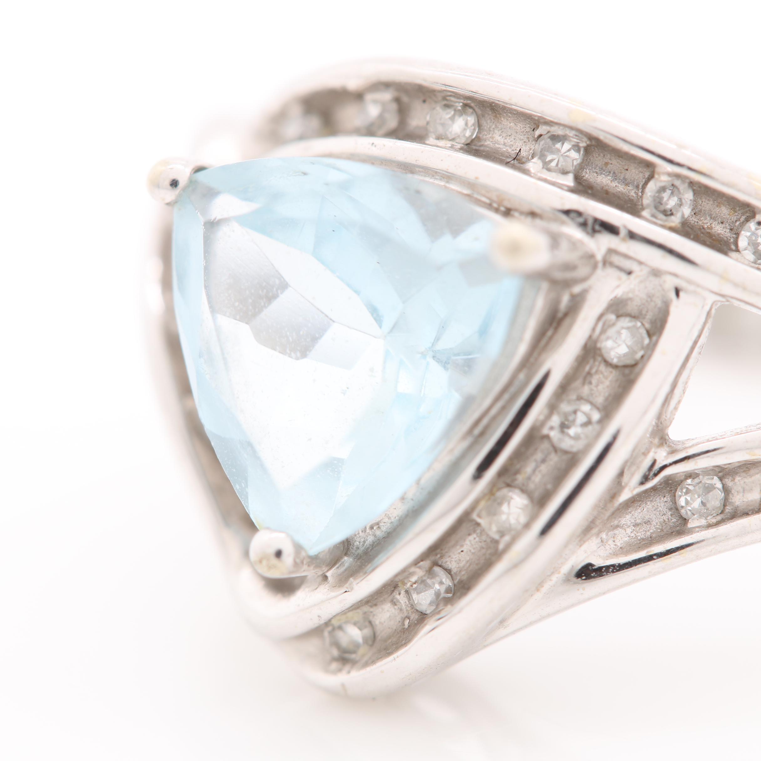 10K White Gold Aquamarine, Diamond, and Garnet Jewelry Selection