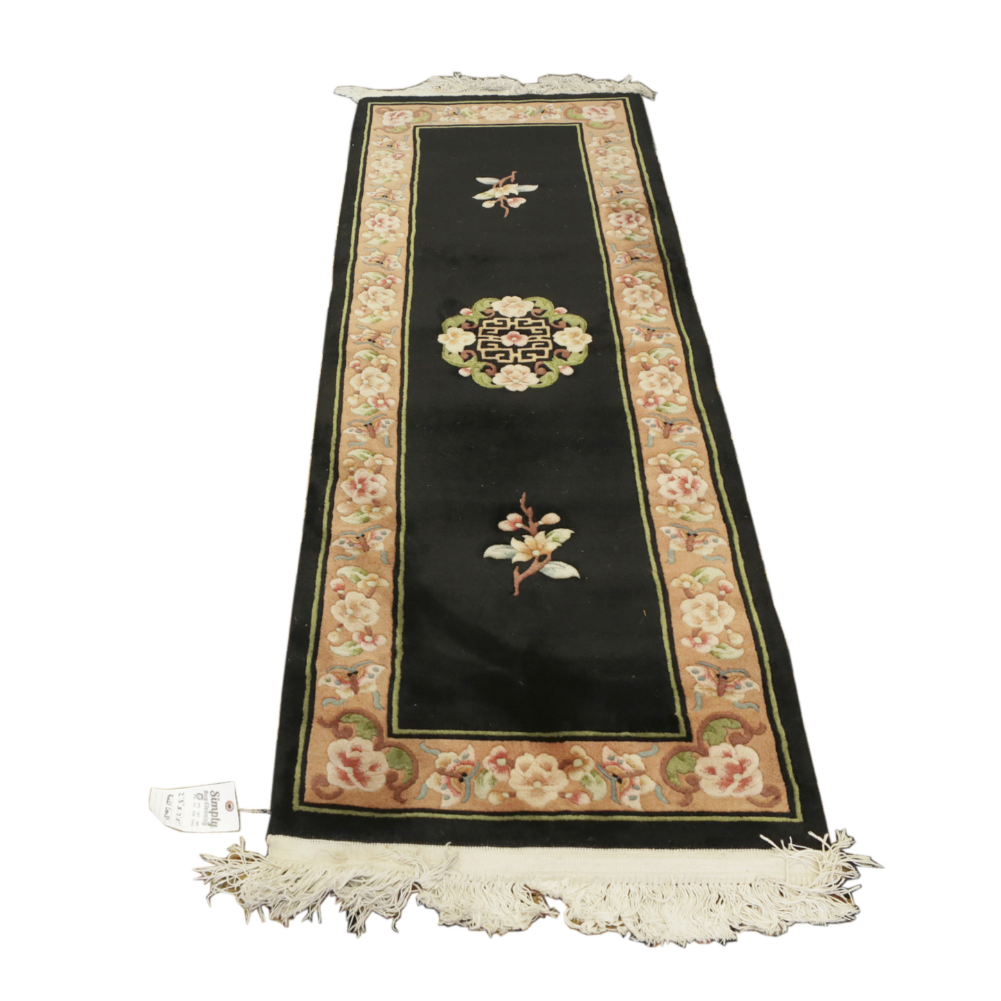 Hand-Knotted and Carved Chinese-Style Carpet Runner