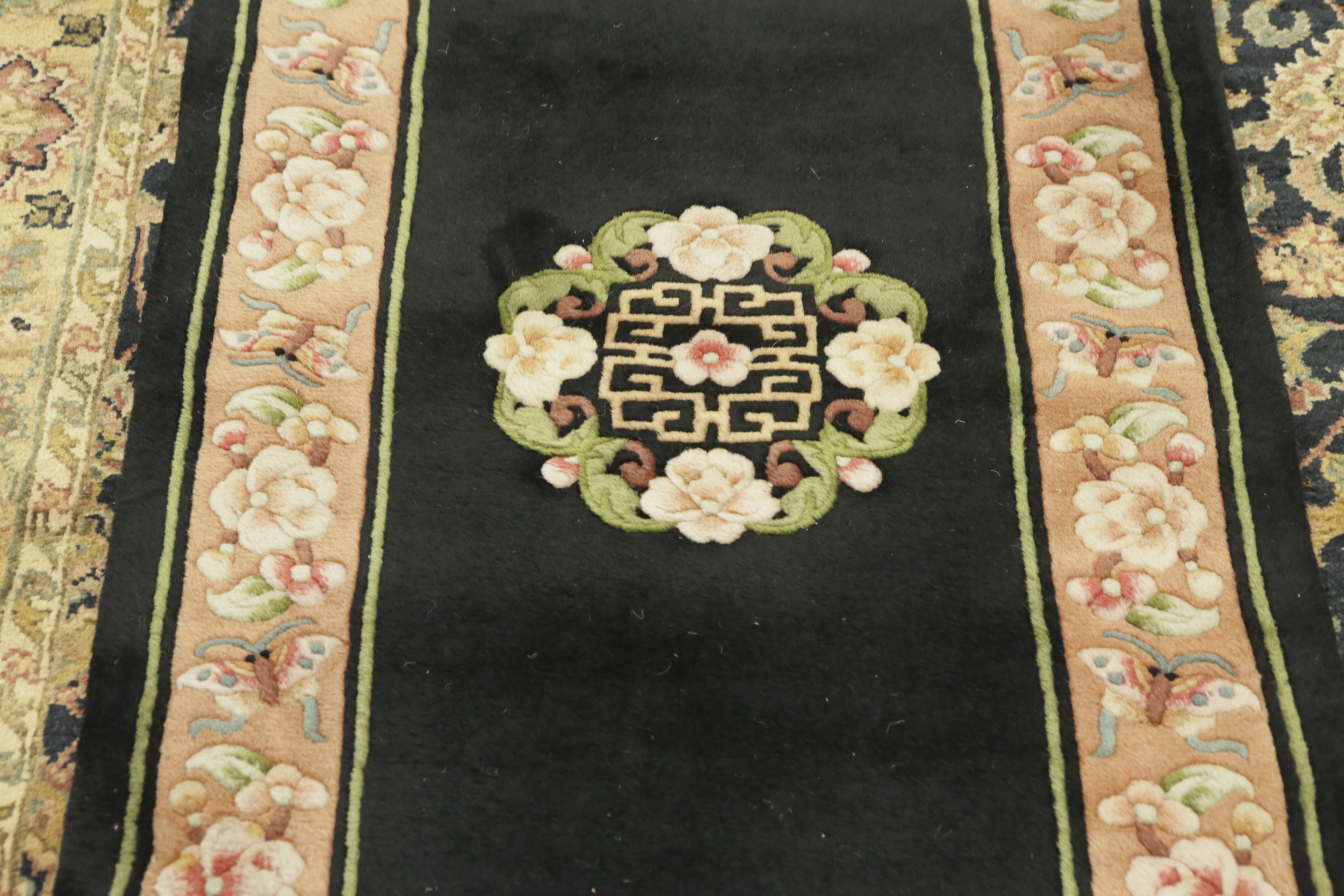 Hand-Knotted and Carved Chinese-Style Carpet Runner
