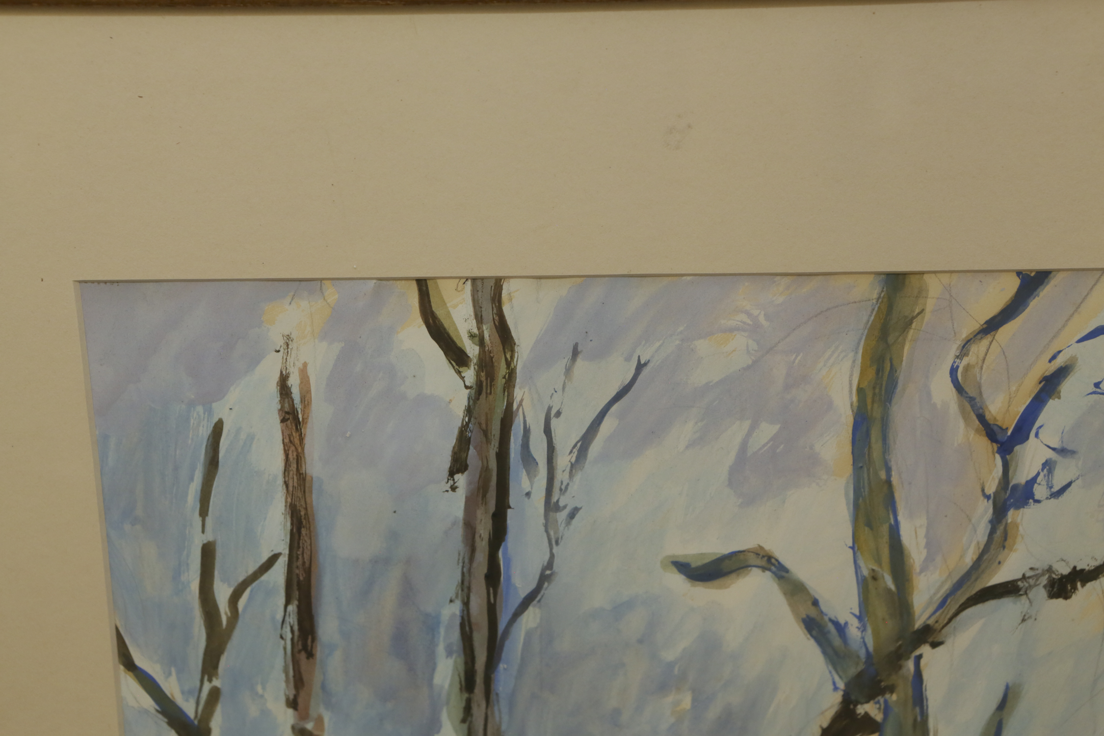 Mixed Media Painting of Wooded Scene