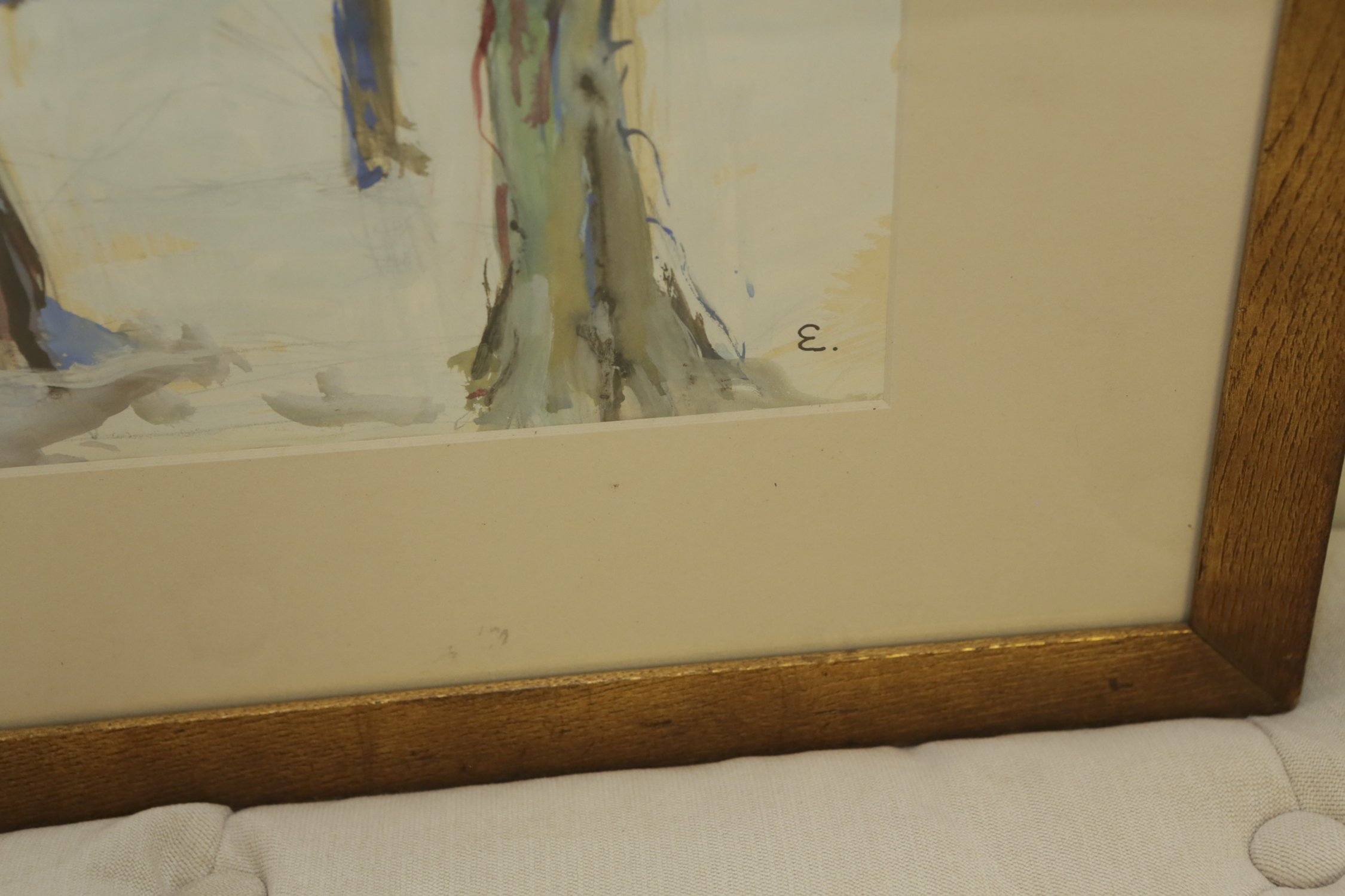 Mixed Media Painting of Wooded Scene