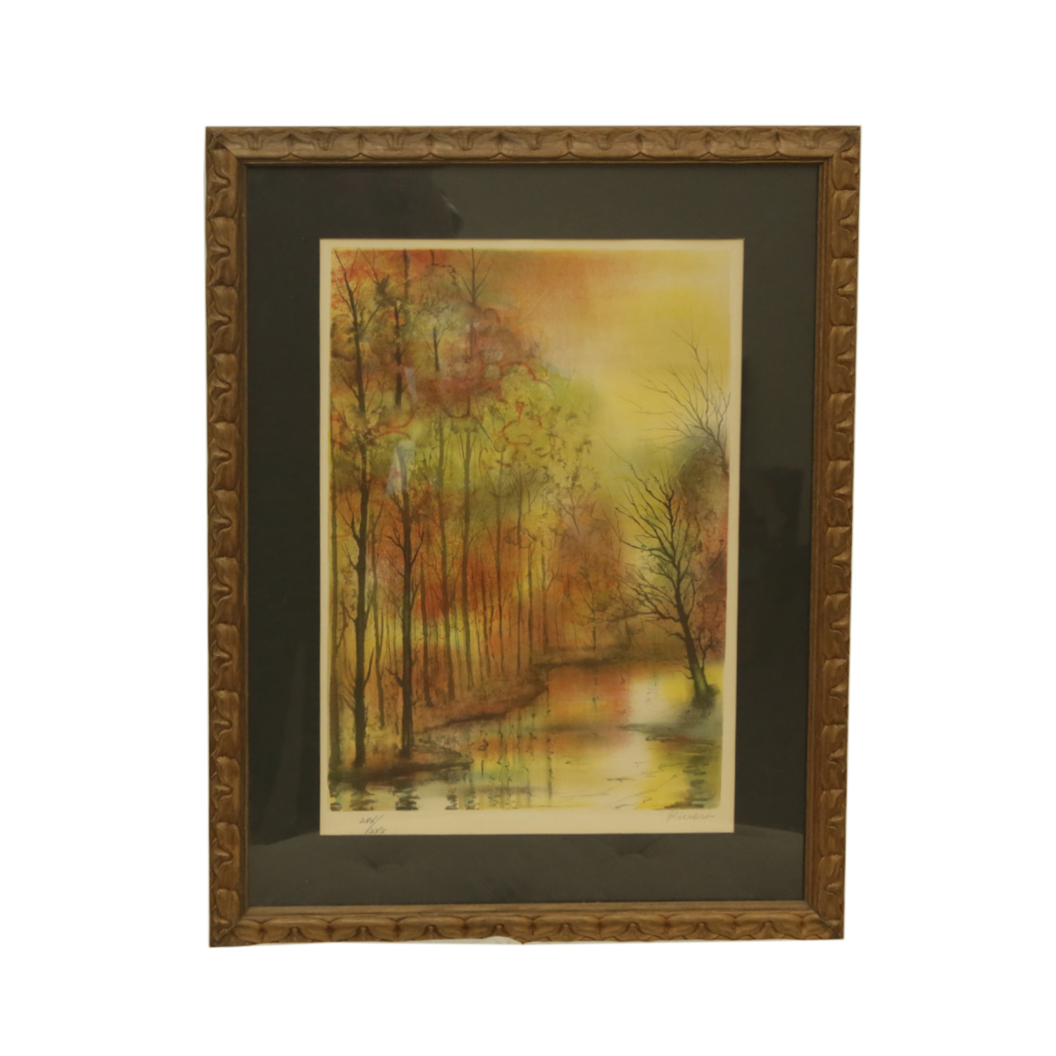 Rivera Circa 1970s Lithograph of Autumn Wooded Landscape