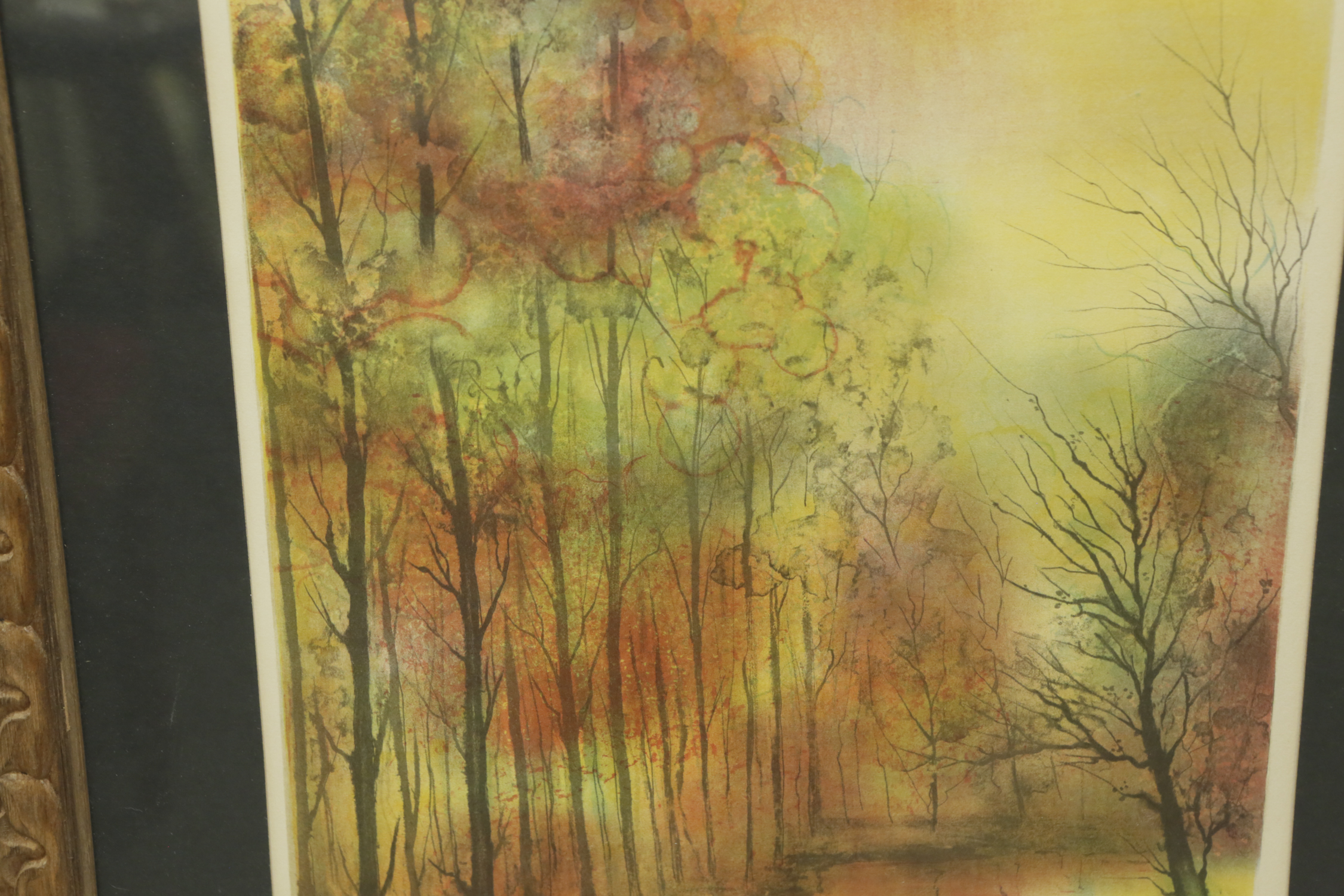 Rivera Circa 1970s Lithograph of Autumn Wooded Landscape