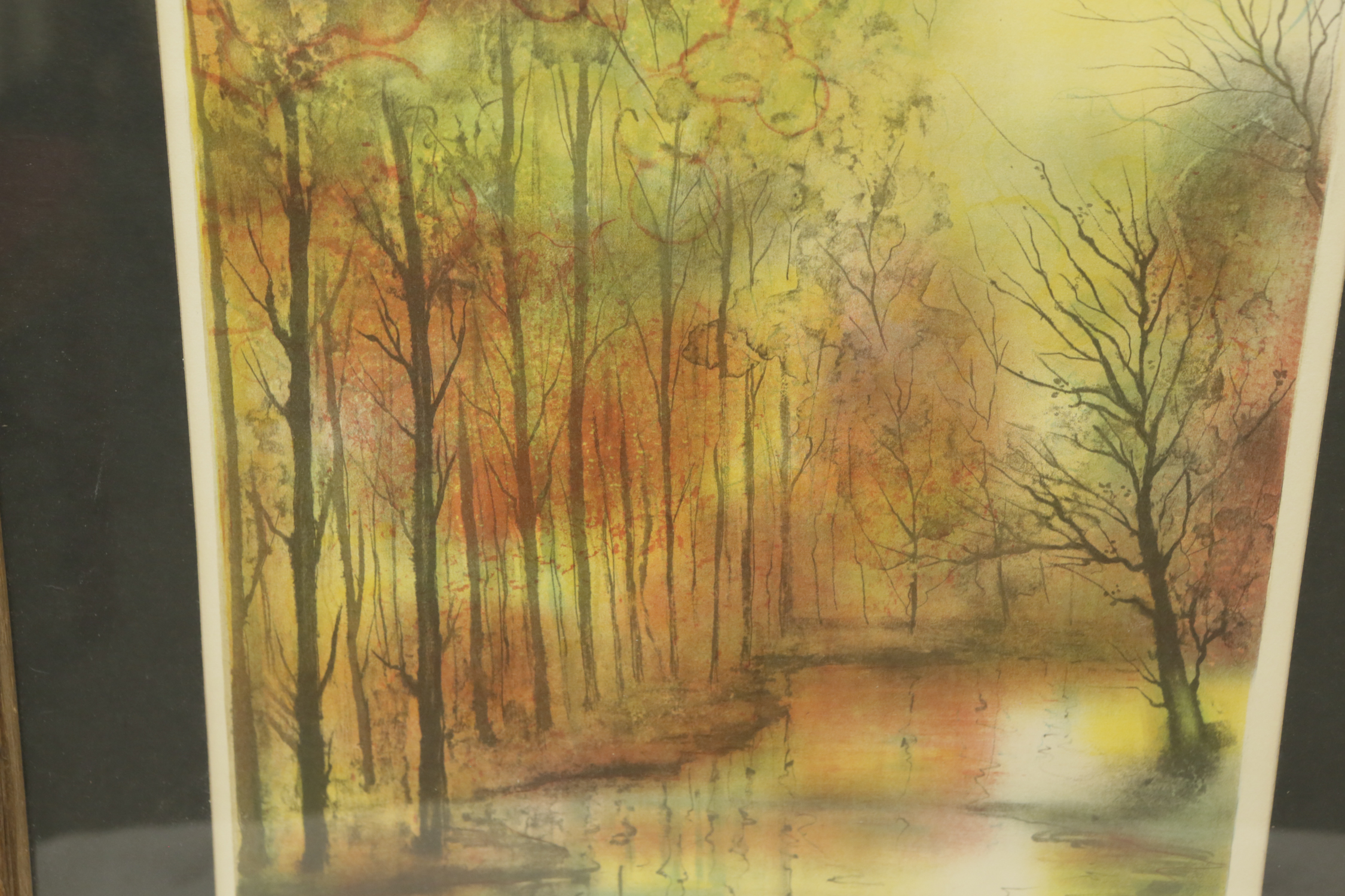 Rivera Circa 1970s Lithograph of Autumn Wooded Landscape
