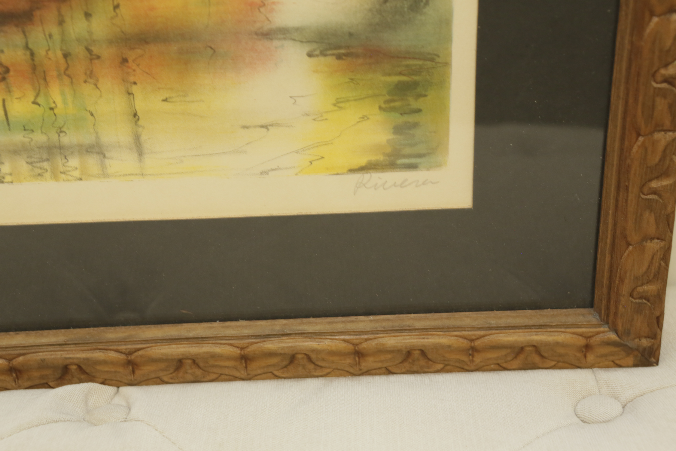 Rivera Circa 1970s Lithograph of Autumn Wooded Landscape