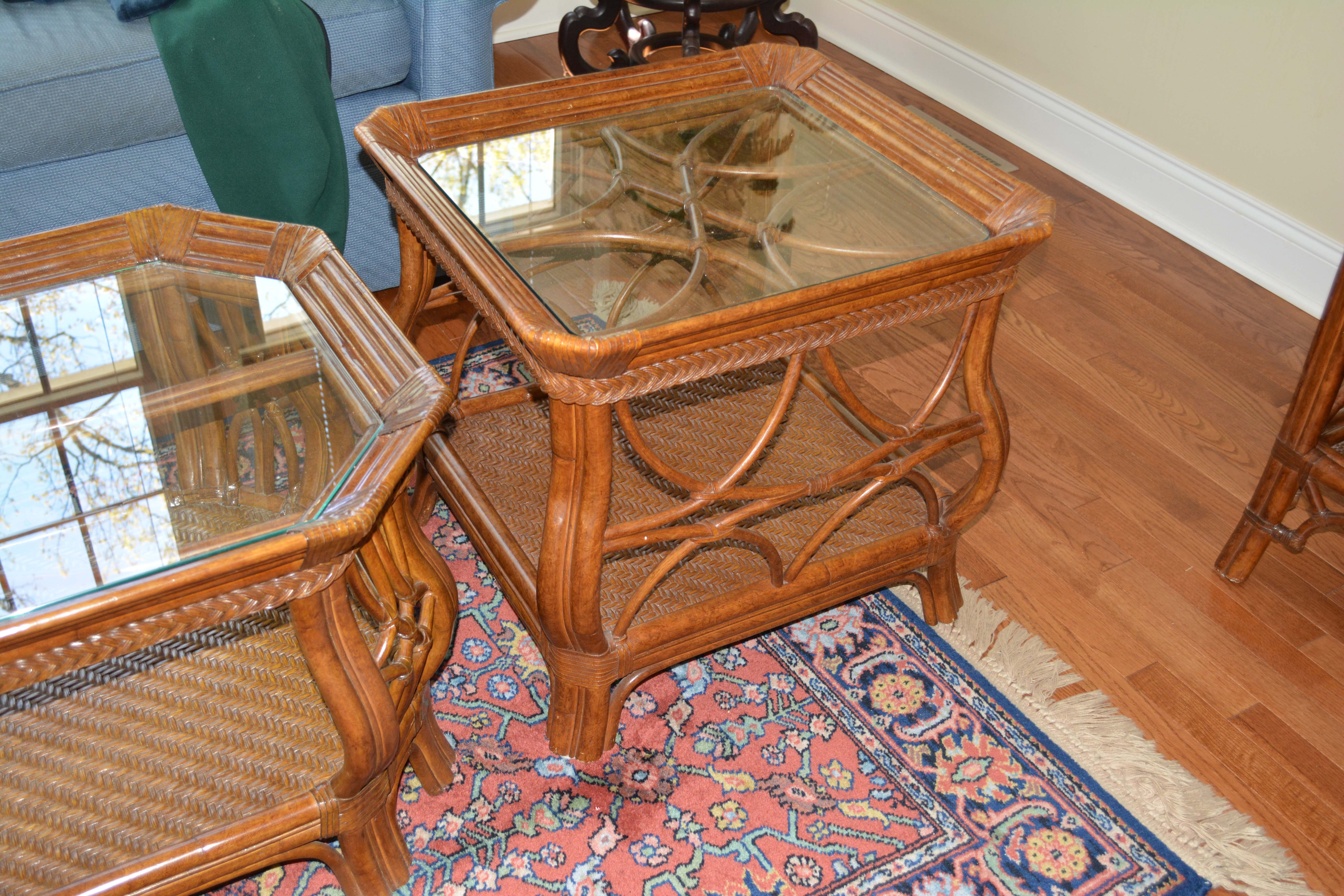 Glass Top Coffee Table and End Table