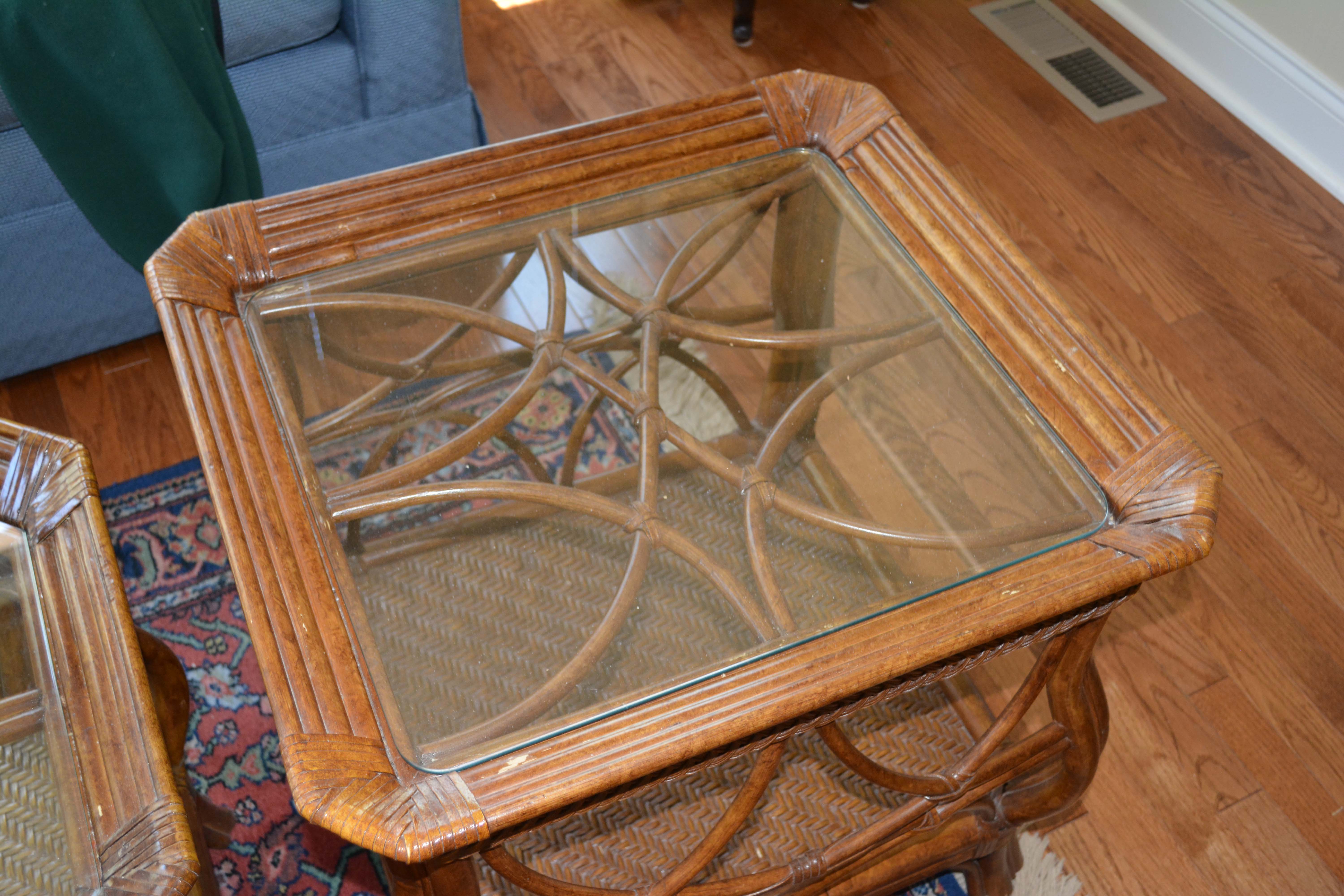 Glass Top Coffee Table and End Table