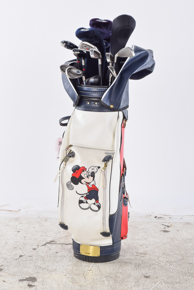 Golf Club Set Featuring Callaway in Leather Disney Golf Bag