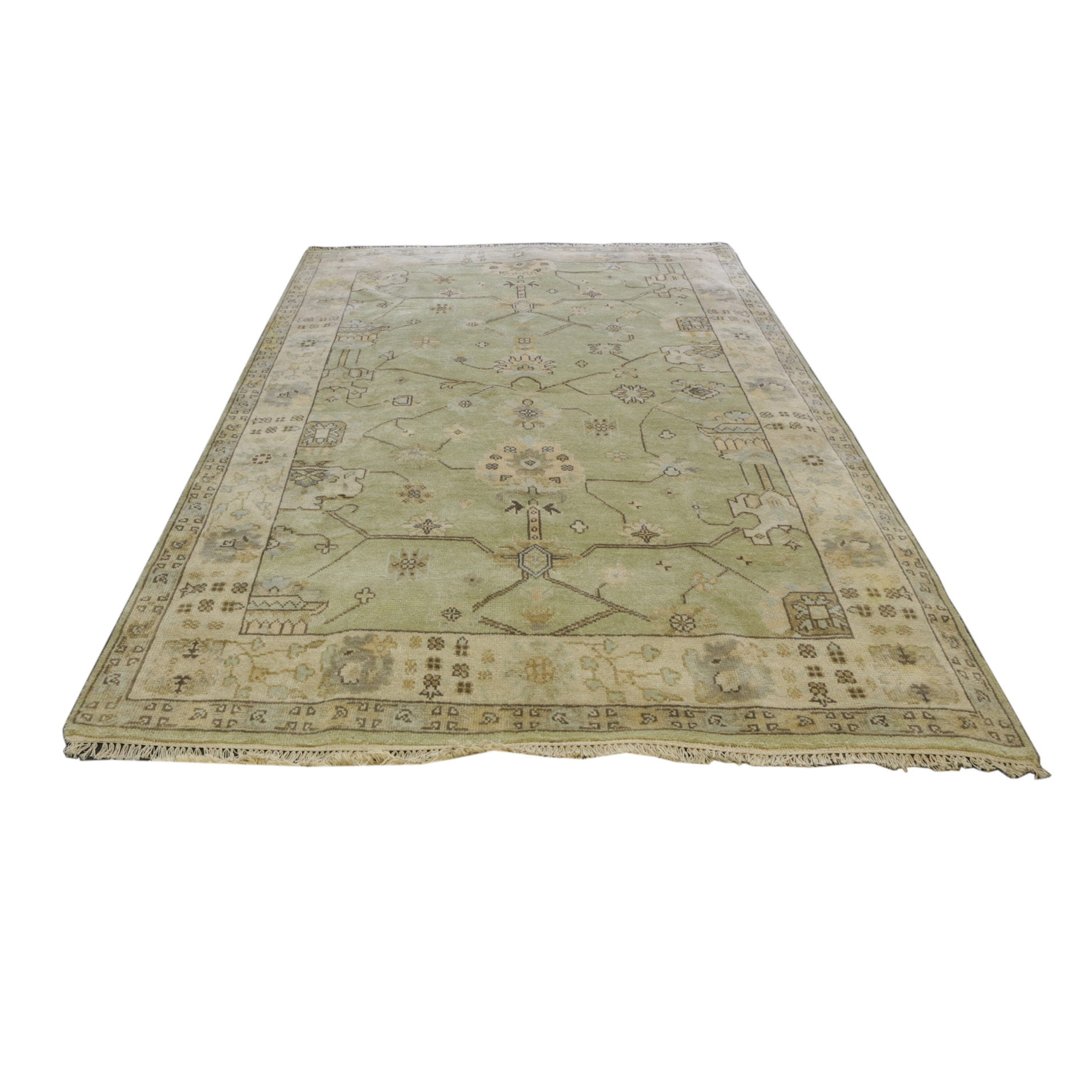 Hand-Knotted Indo-Oushak Area Rug