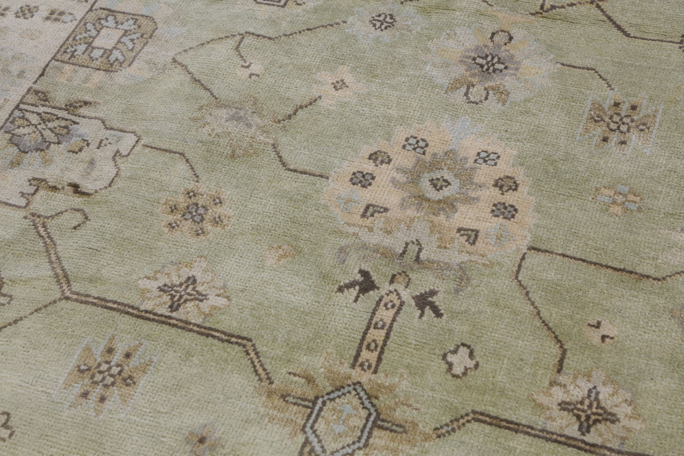 Hand-Knotted Indo-Oushak Area Rug