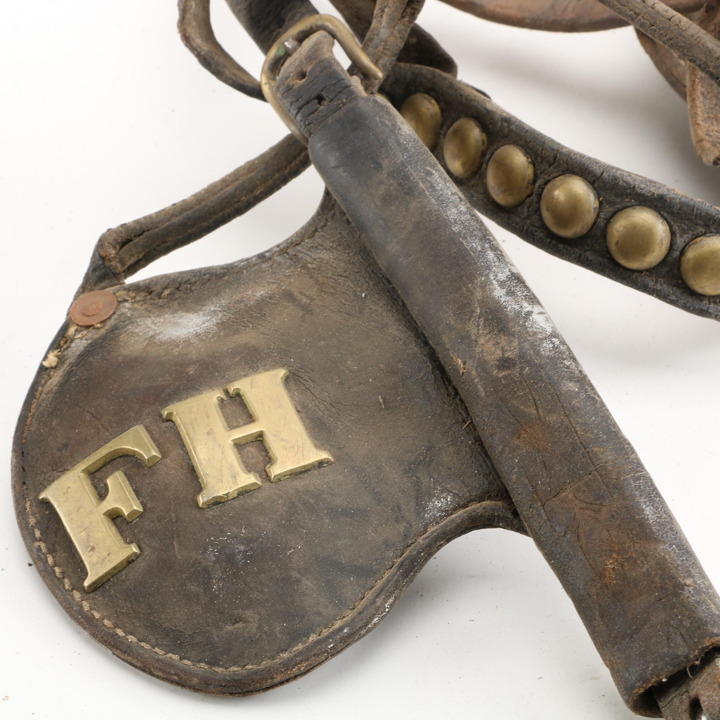 Vintage Equestrian Bridle with Civil War Style Rosettes