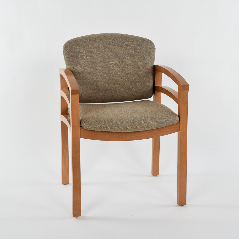 HON Wooden Frame Office Chair with Tan Patterned Fabric