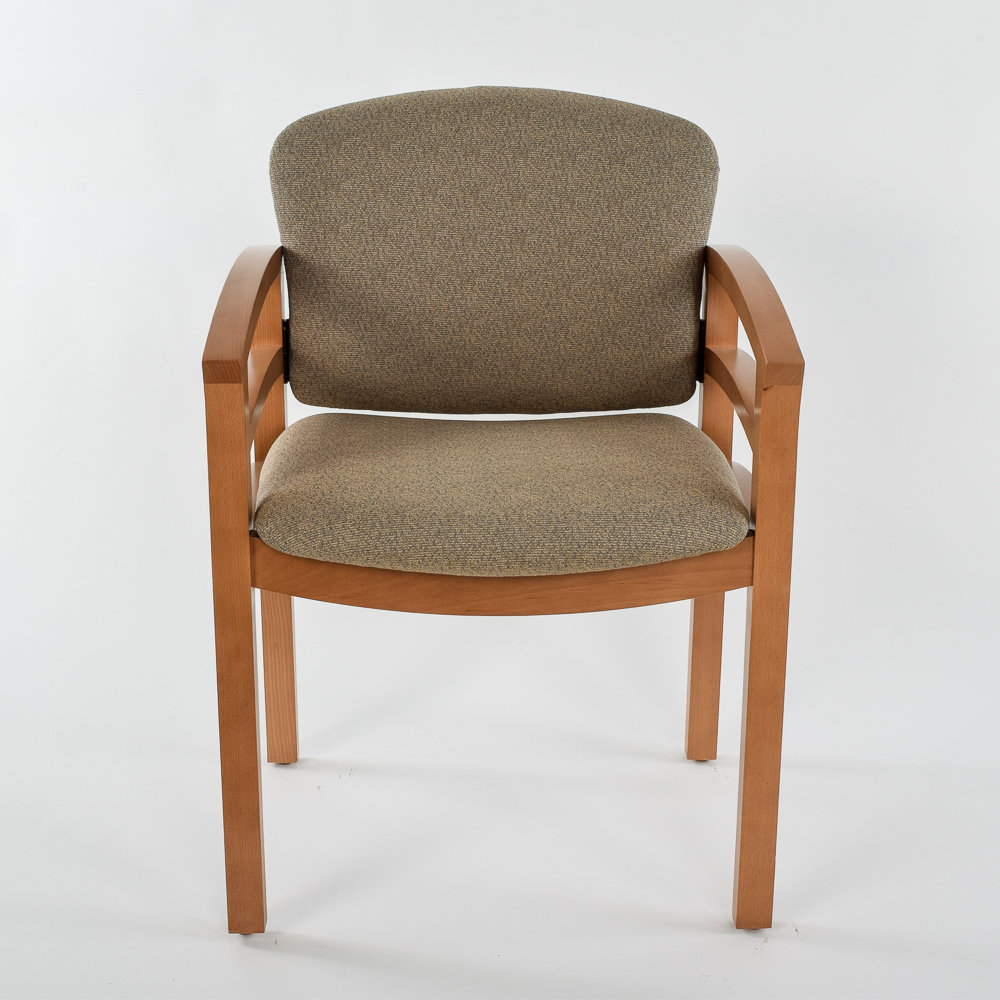 HON Wooden Frame Office Chair with Tan Patterned Fabric