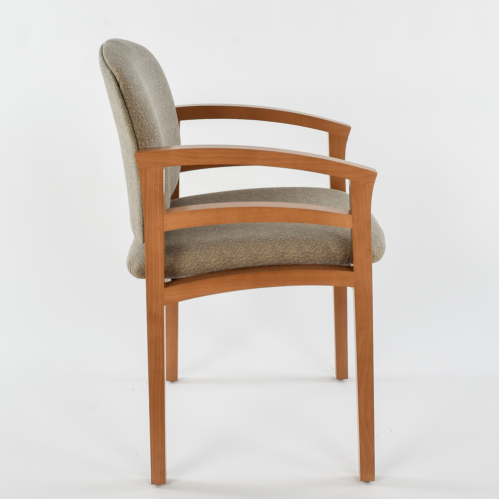 HON Wooden Frame Office Chair with Tan Patterned Fabric