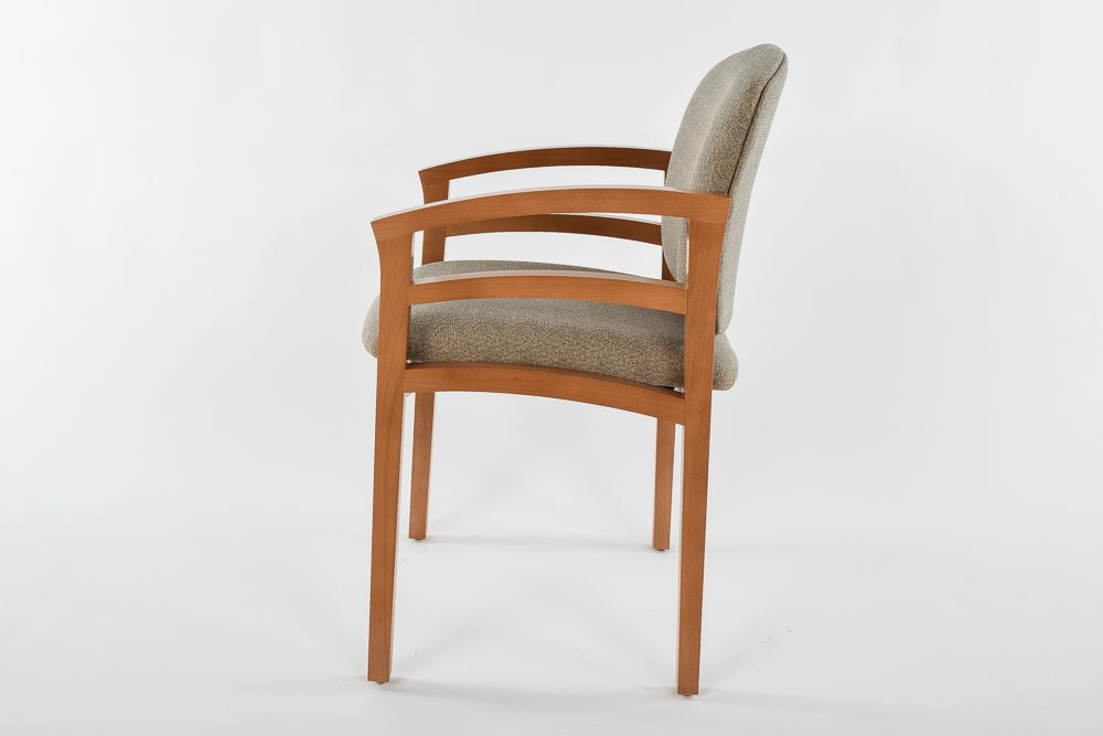 HON Wooden Frame Office Chair with Tan Patterned Fabric