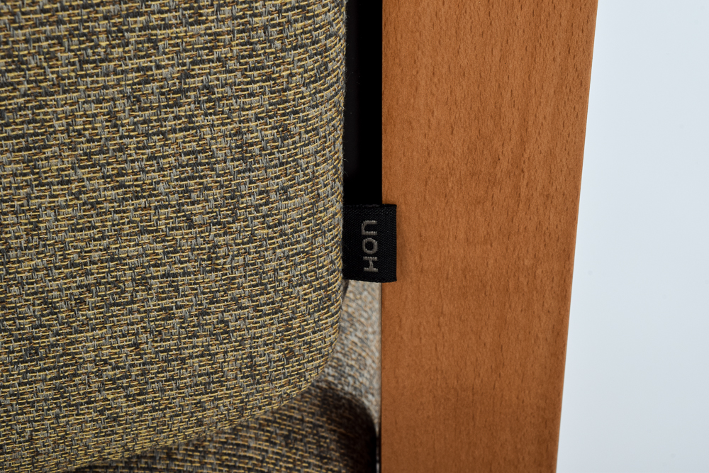 HON Wooden Frame Office Chair with Tan Patterned Fabric