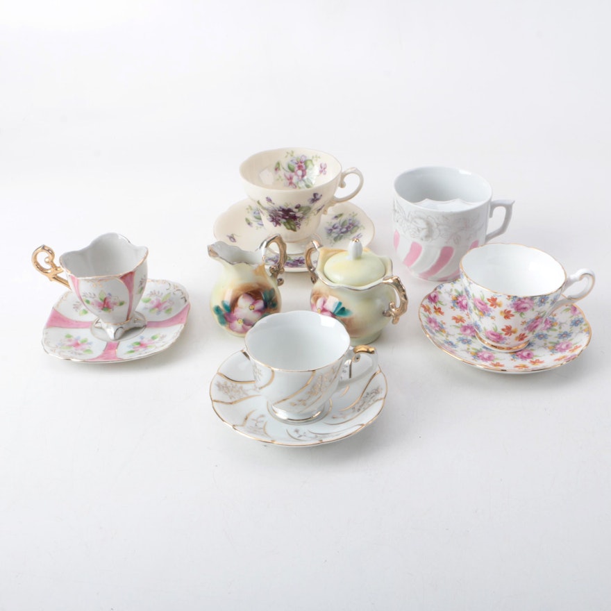Porcelain Tea Cups Including Grosvenor and Mustache Cup