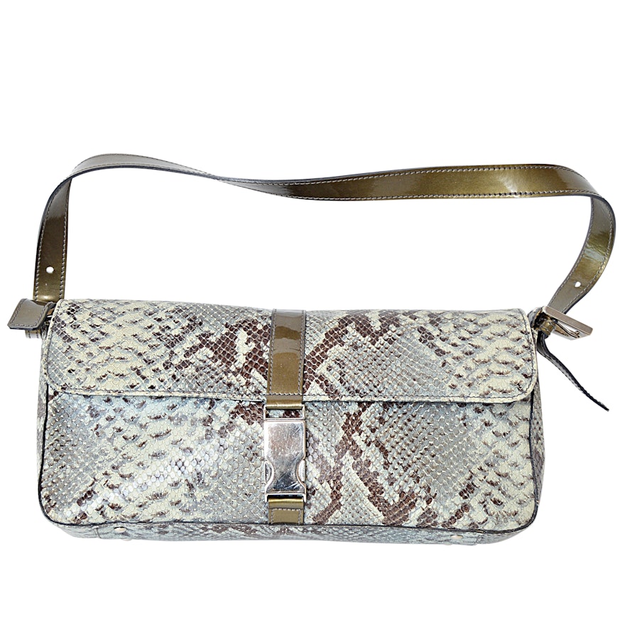 Mussio DeGroot Snakeskin Print and Patent Leather Handbag