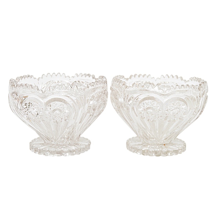 Pair of Vintage Pressed Glass Compote Bowls