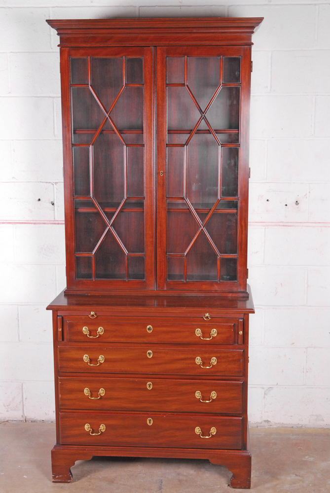 Vintage Chippendale Style Mahogany China Cabinet by Henkel-Harris