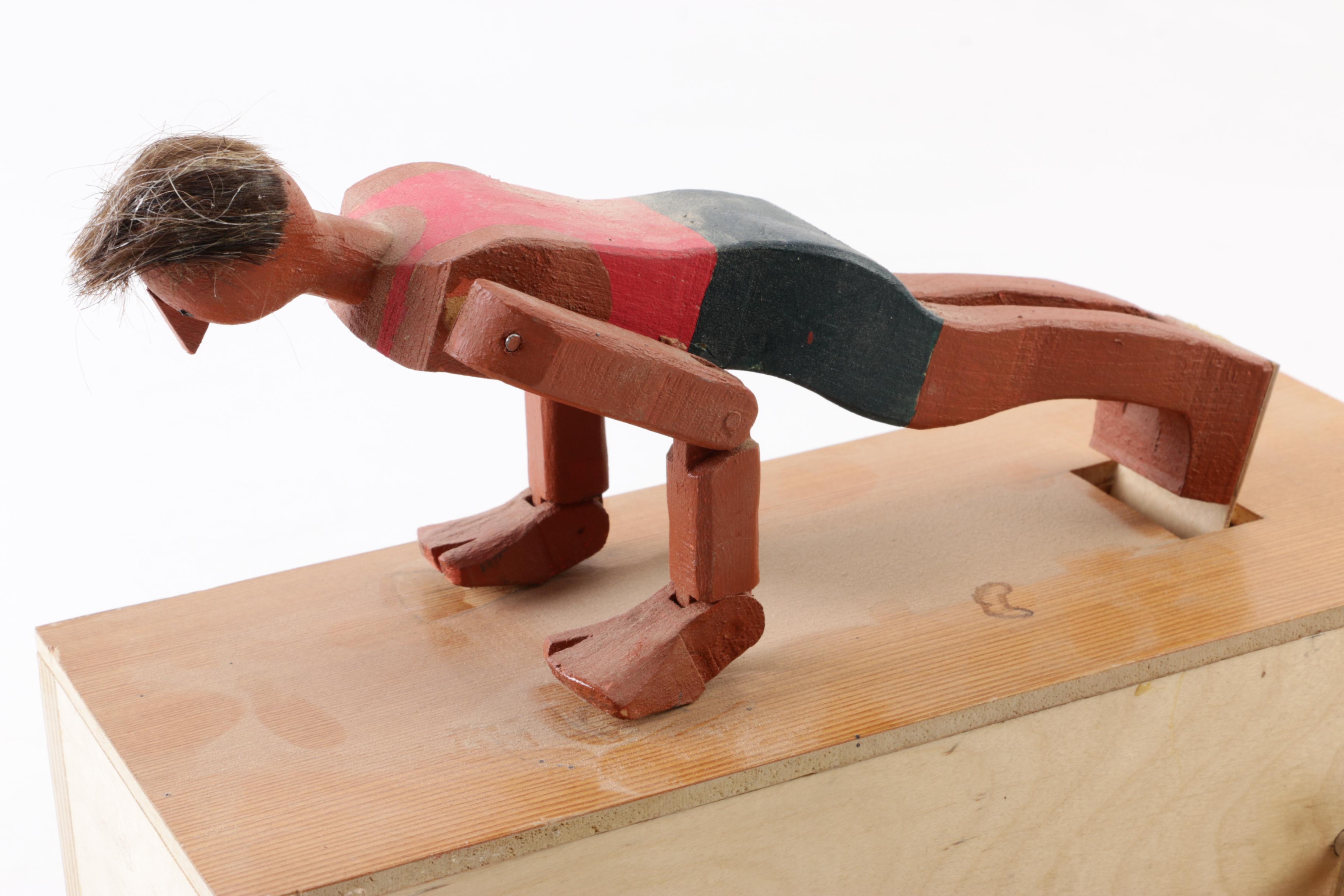 Handmade Wooden Figural Push-Up Crank Toy