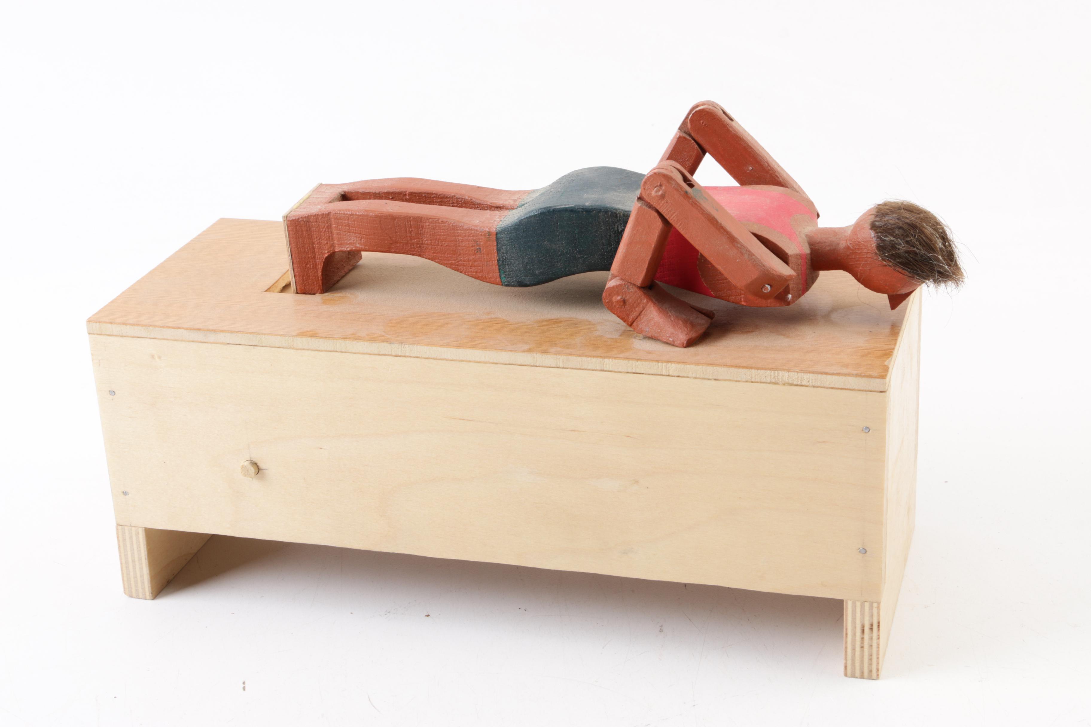Handmade Wooden Figural Push-Up Crank Toy