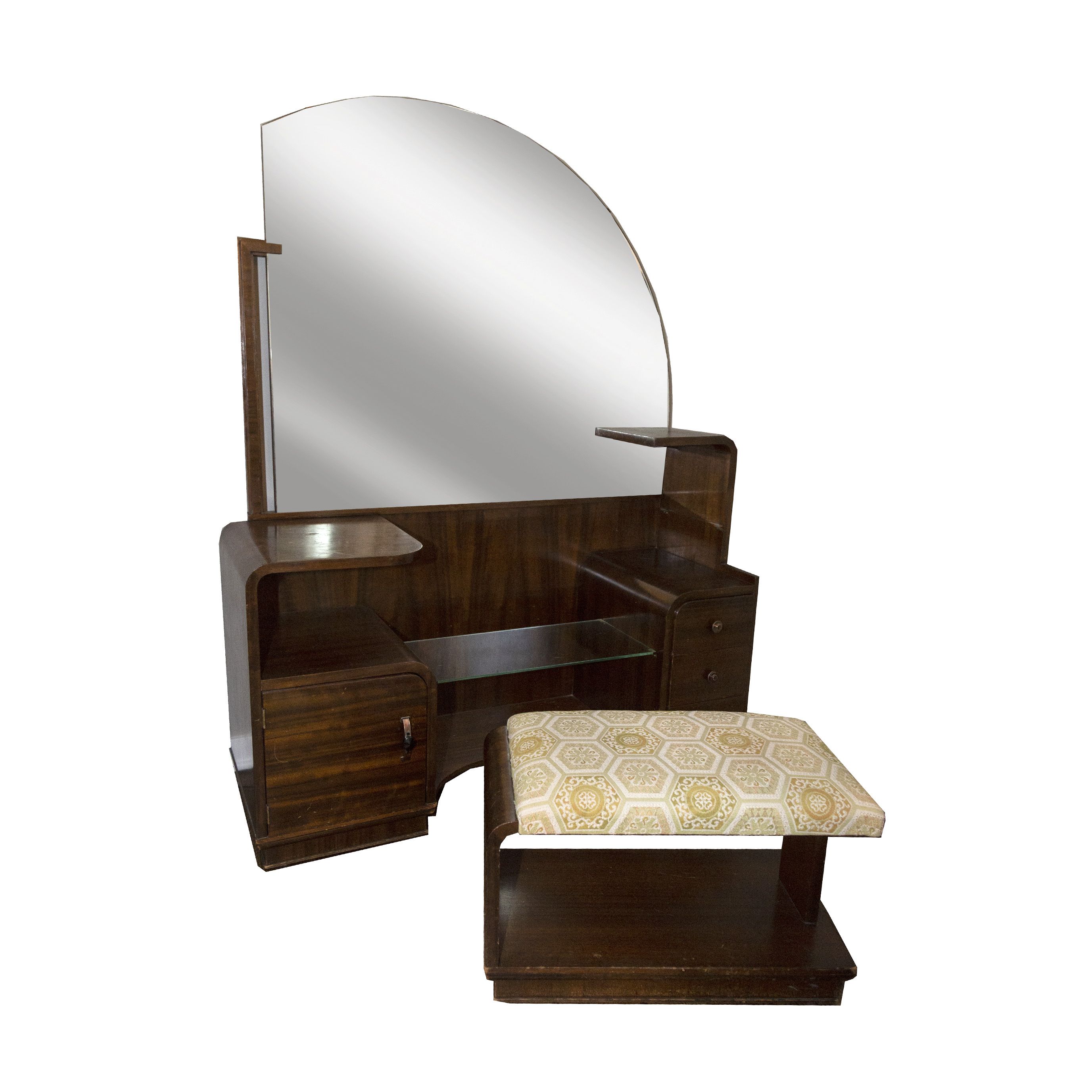 Vintage Art Deco Vanity with Mirror and Stool