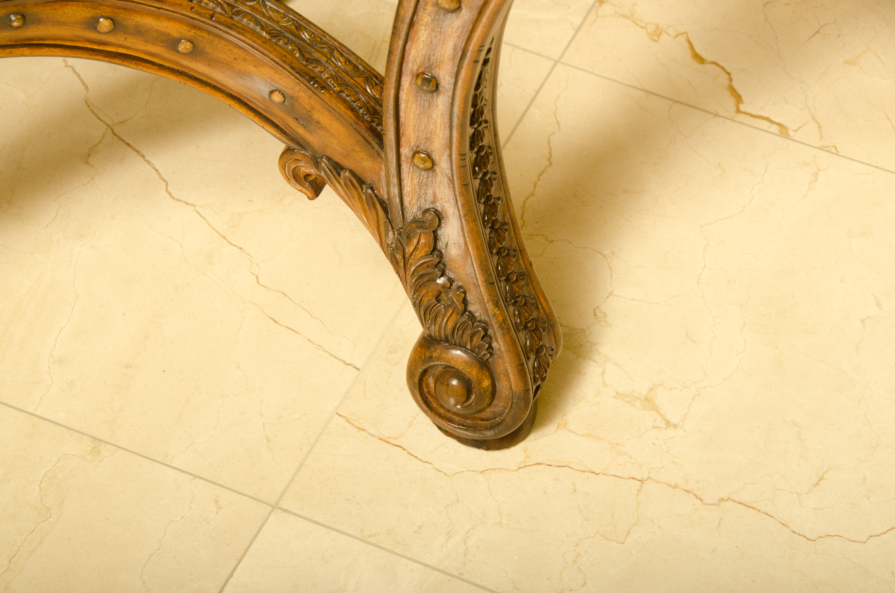 Vintage Rococo Style Stone Top Console Table