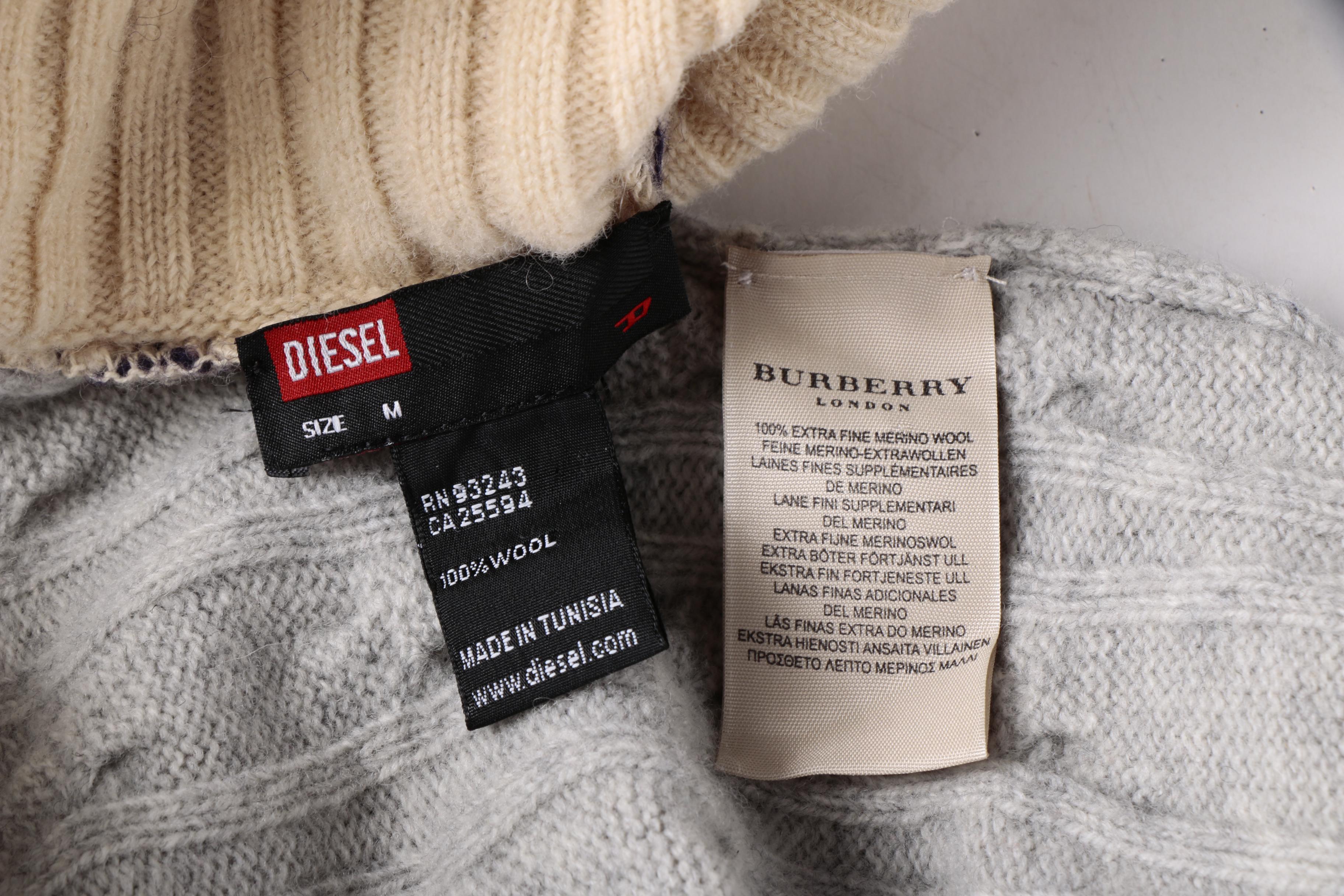 Men's Burberry and Diesel Wool Knit Sweaters