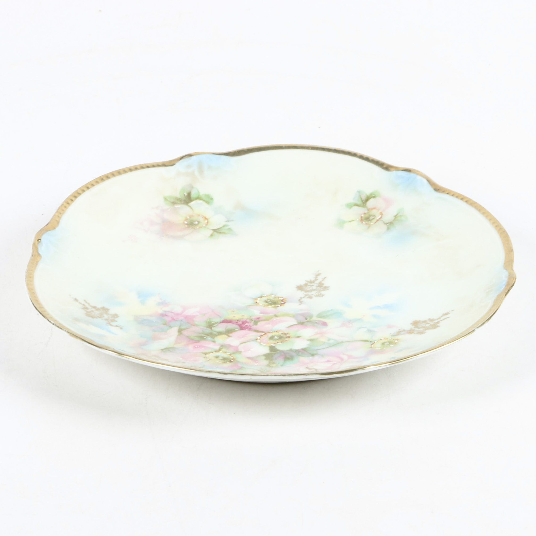 Vintage Floral Patterned Hand Decorated Porcelain Plate