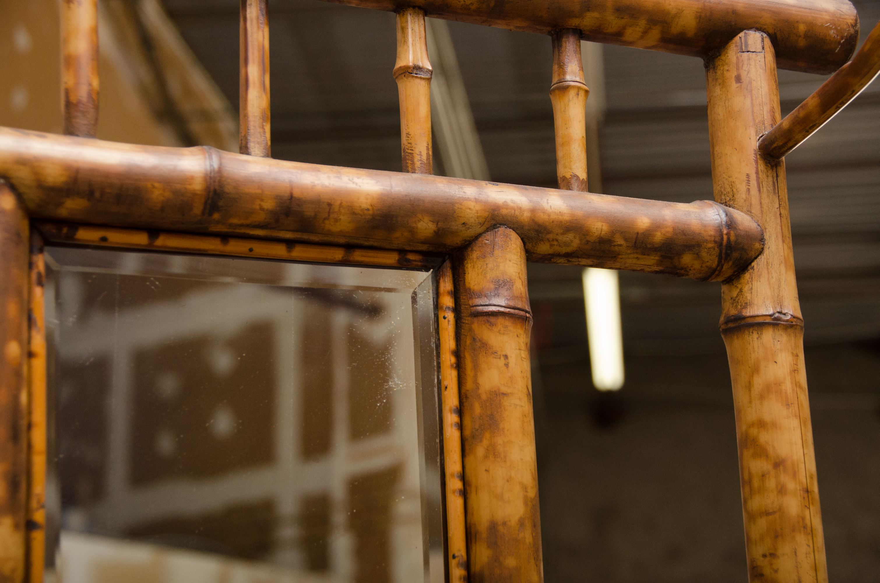 Chinoiserie Bamboo Hall Tree With Floral Tiles