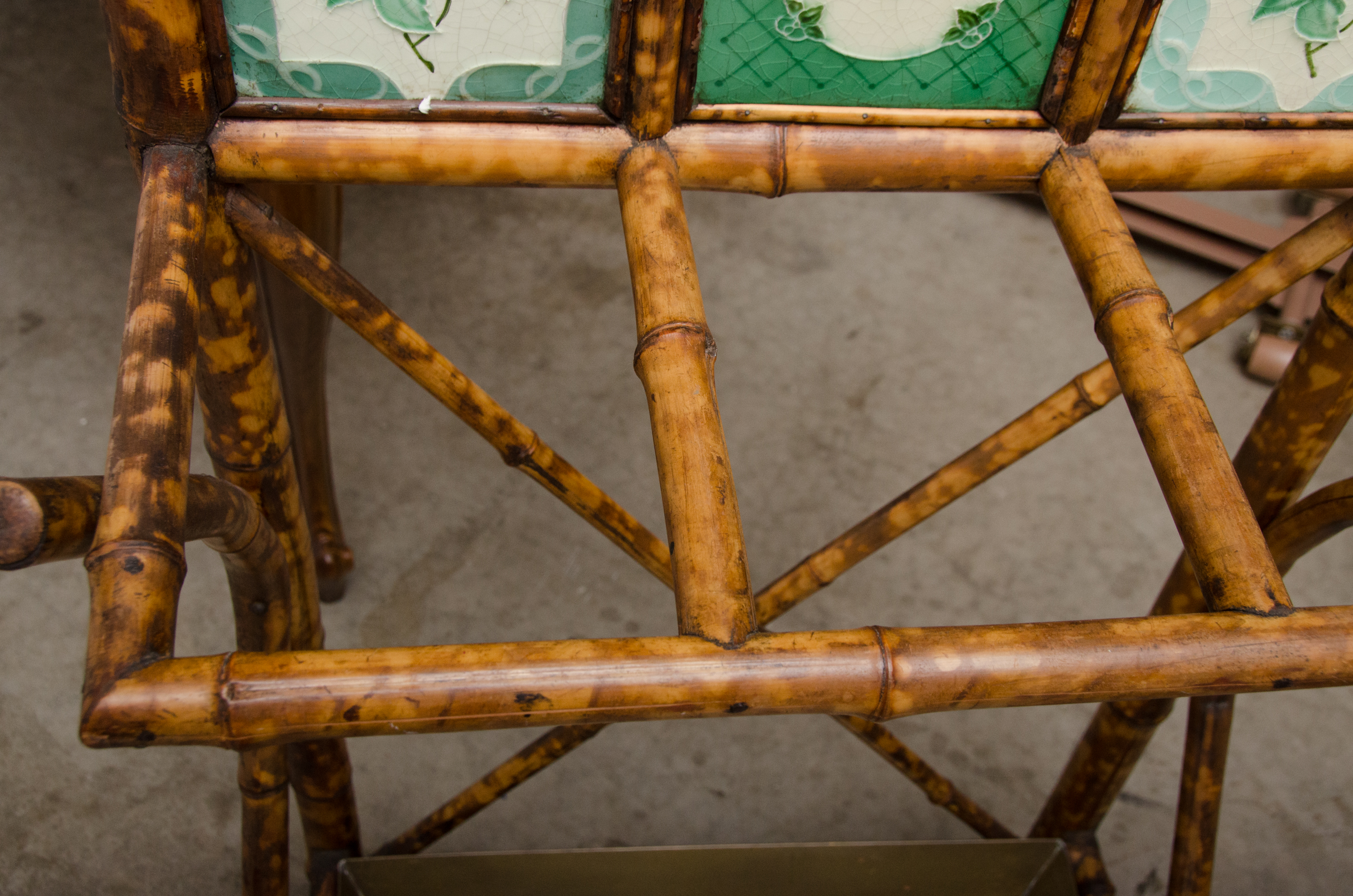 Chinoiserie Bamboo Hall Tree With Floral Tiles
