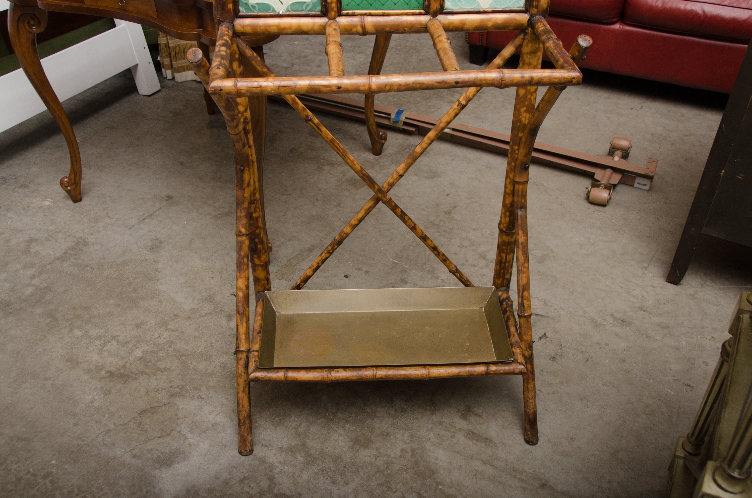 Chinoiserie Bamboo Hall Tree With Floral Tiles