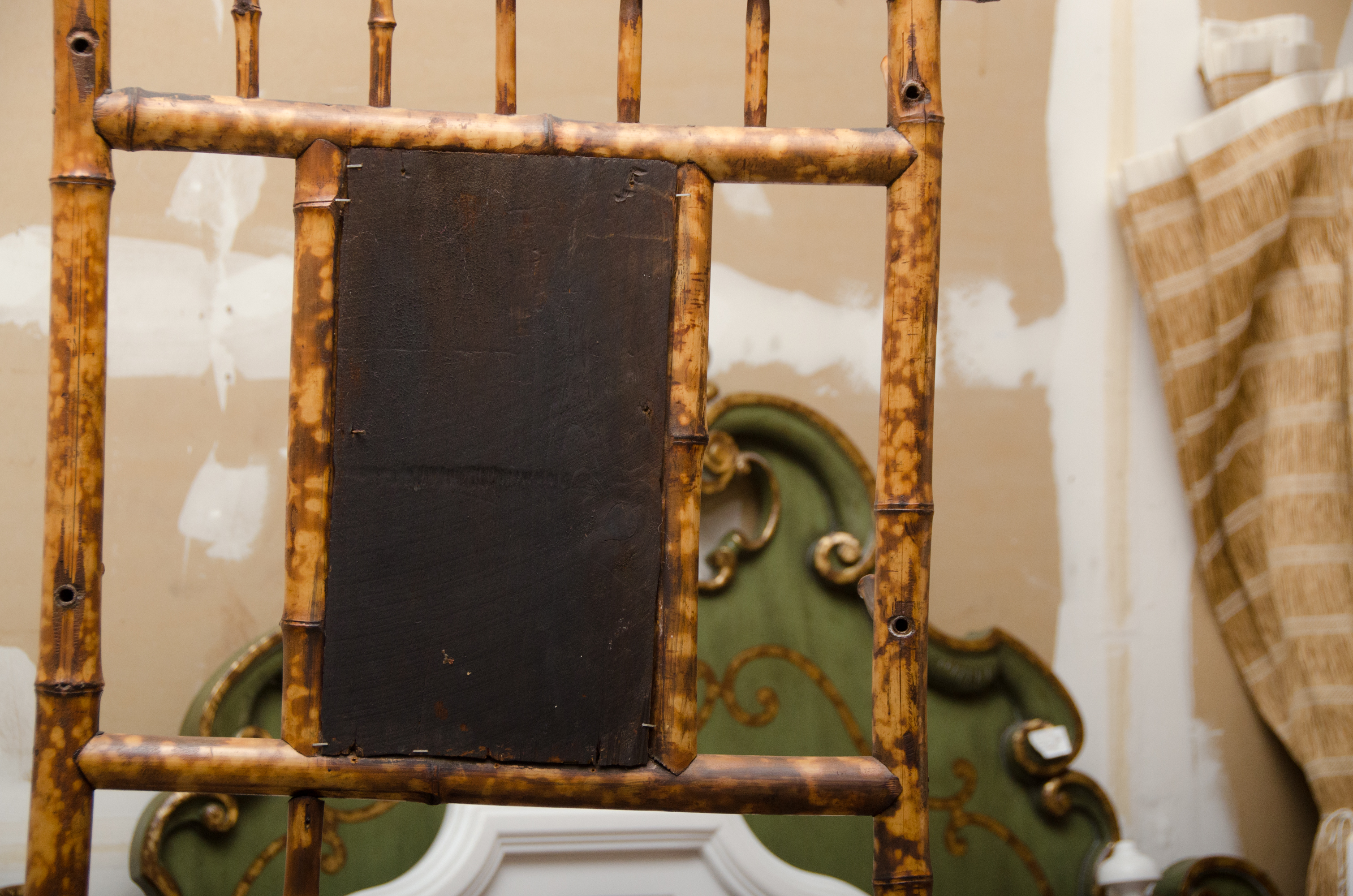 Chinoiserie Bamboo Hall Tree With Floral Tiles