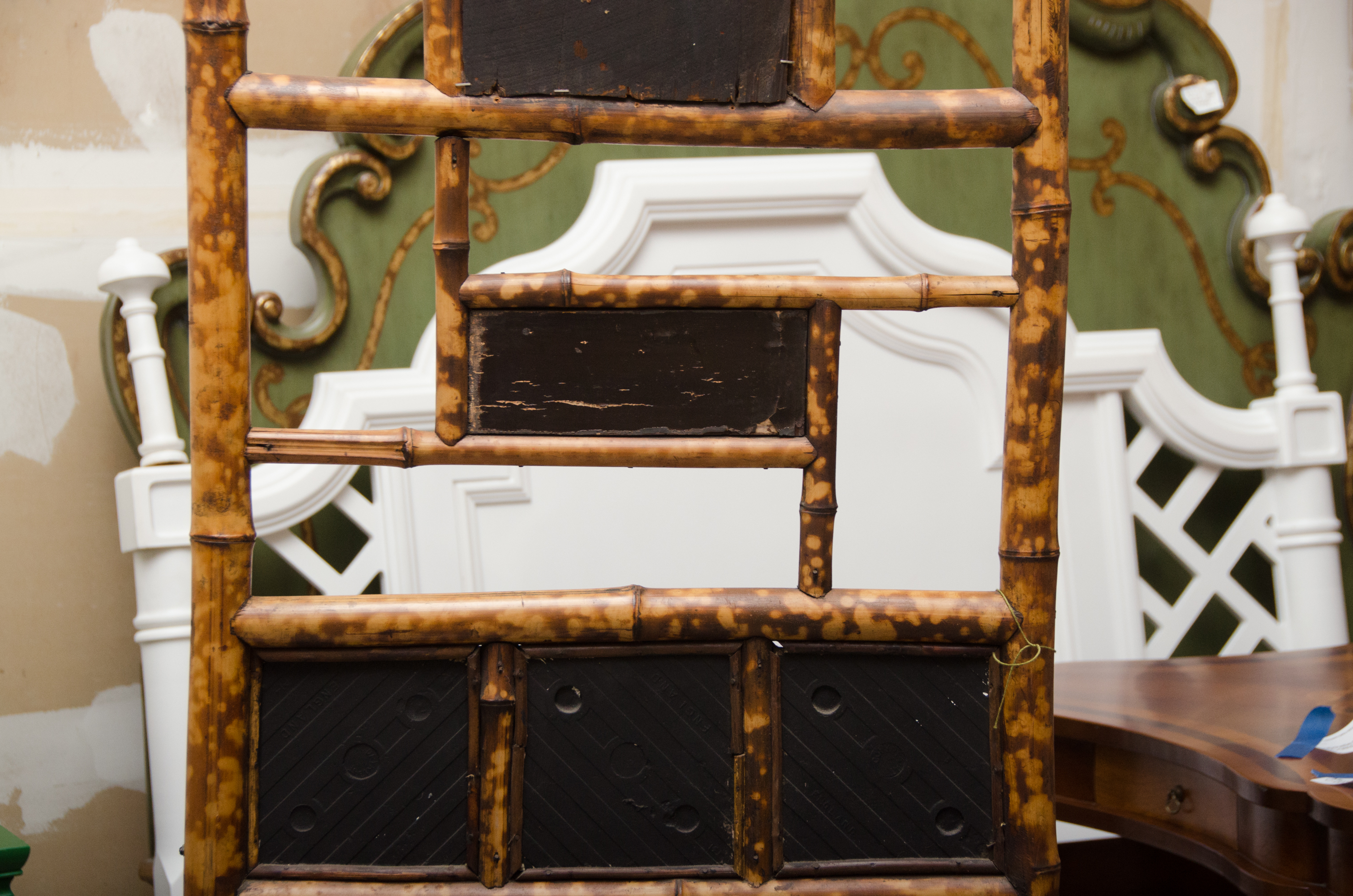 Chinoiserie Bamboo Hall Tree With Floral Tiles