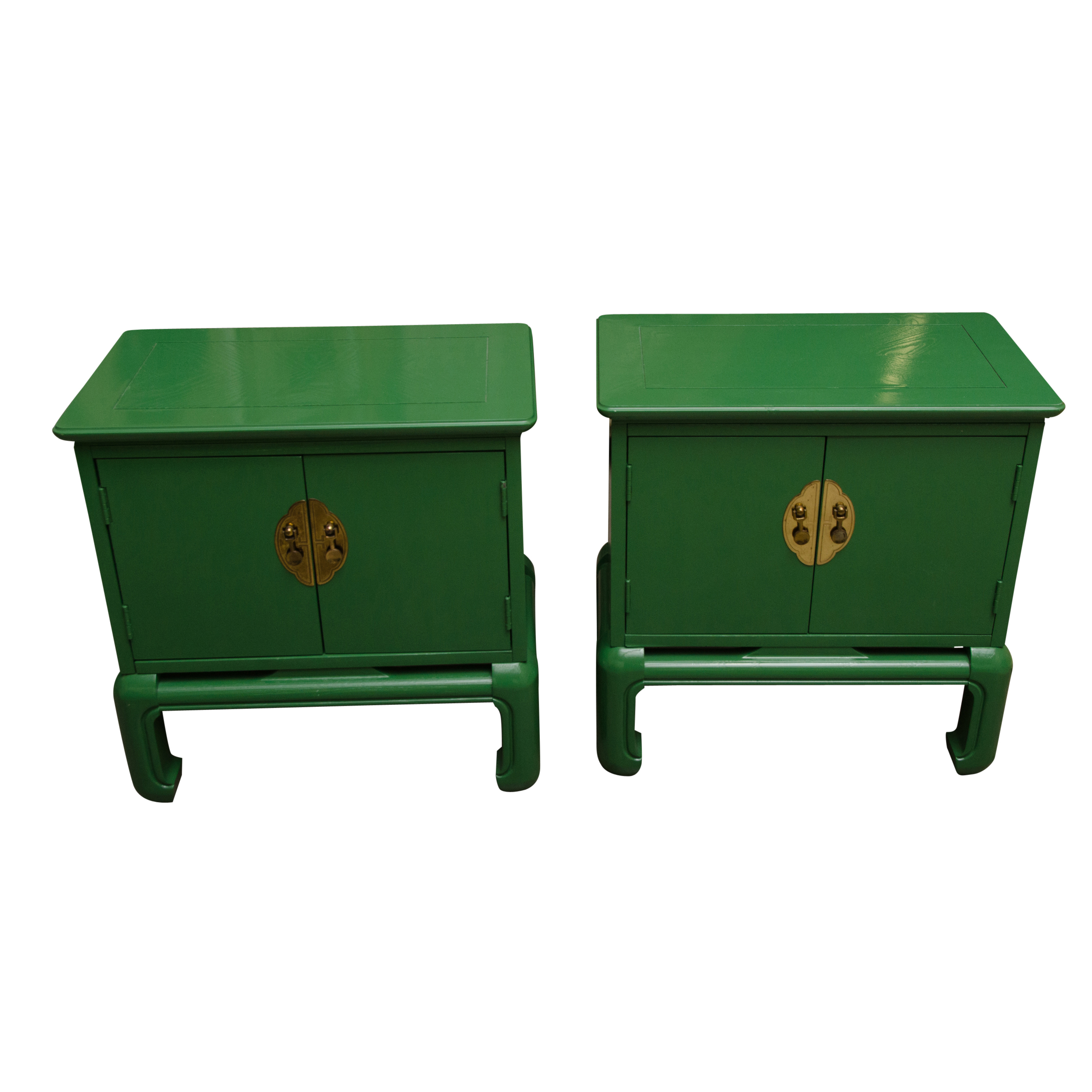 Vintage Chinese Style Green Painted End Tables