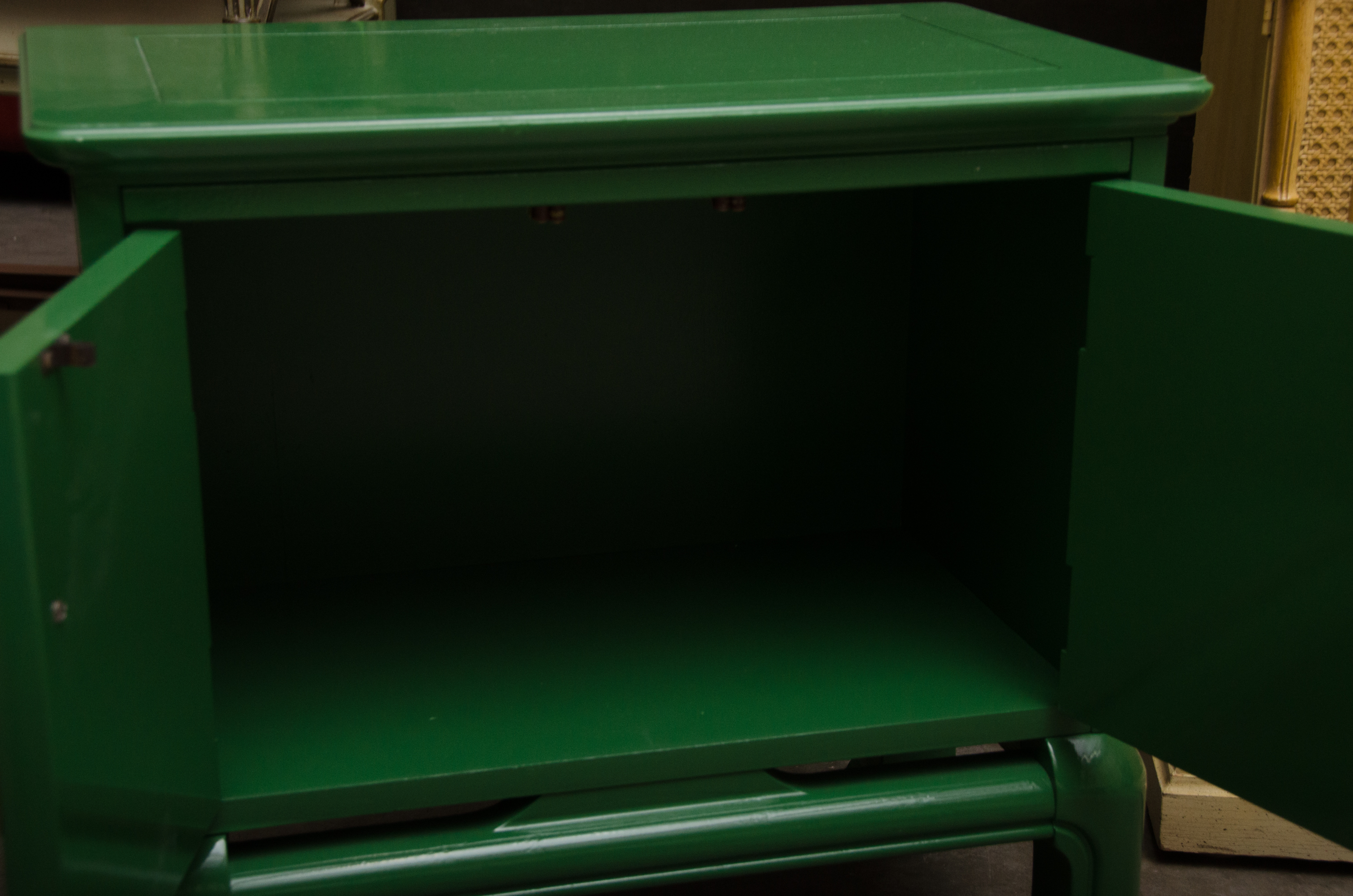 Vintage Chinese Style Green Painted End Tables