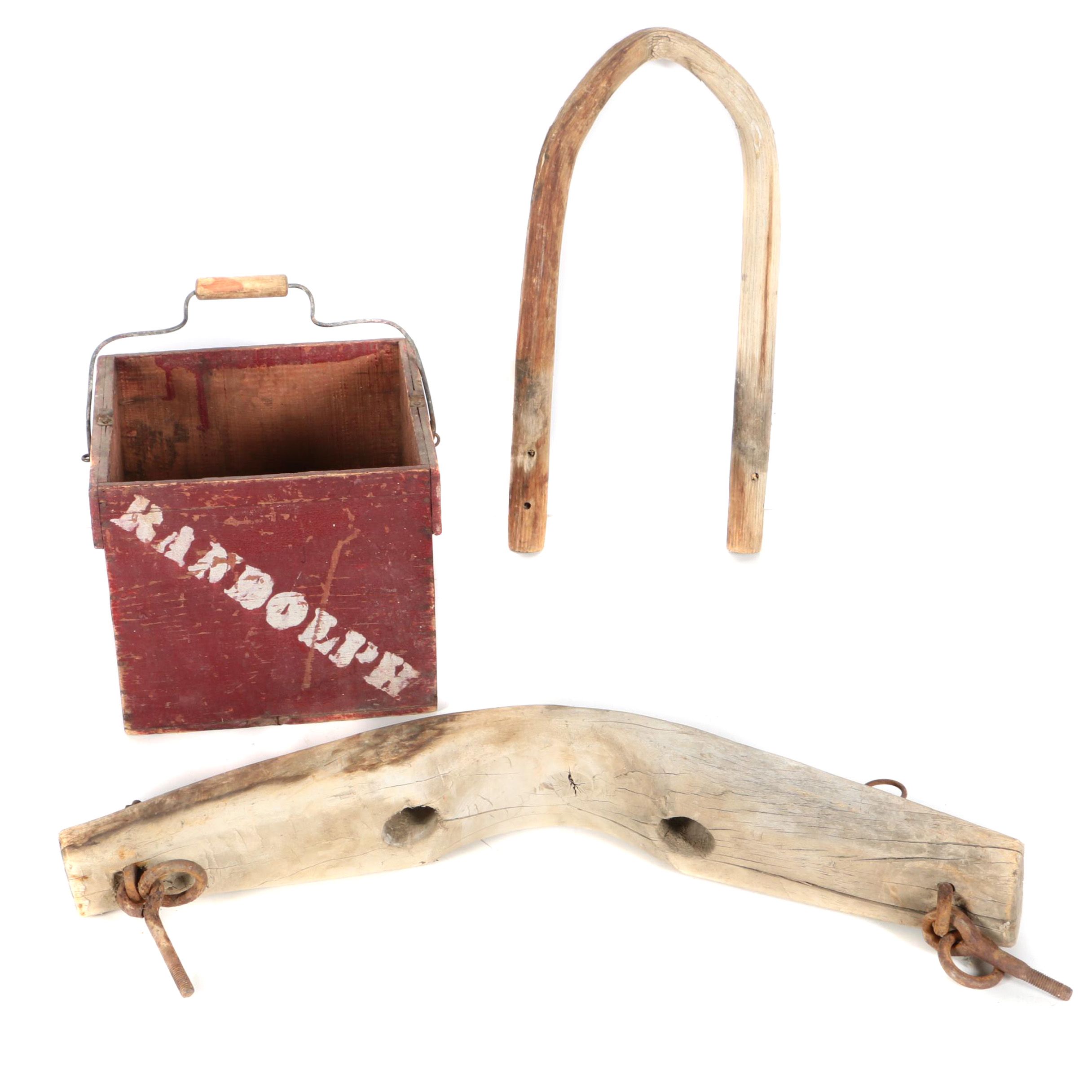 Wooden Horse Harness with Wooden Bucket